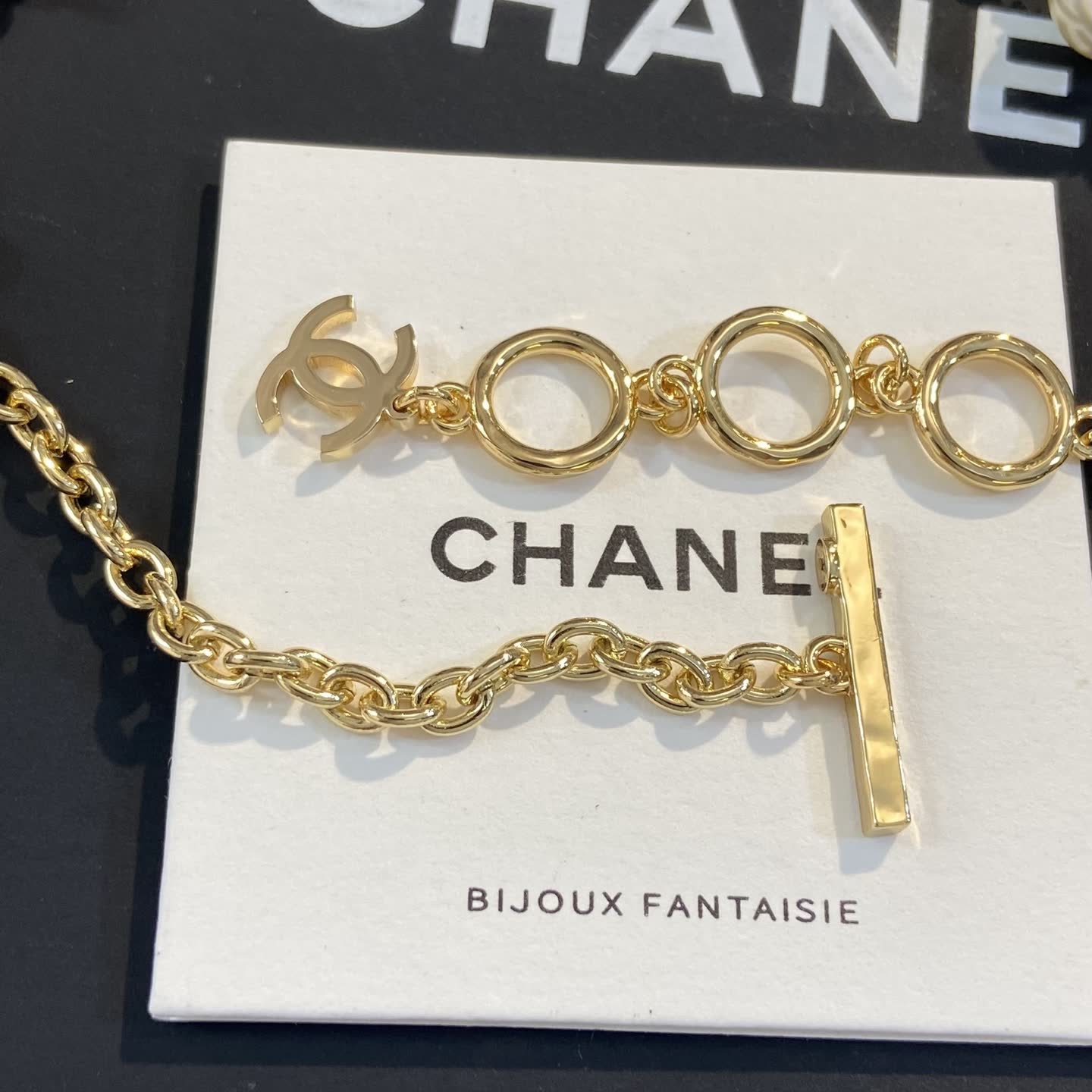 Chanel Gold Tone Pearl Necklace