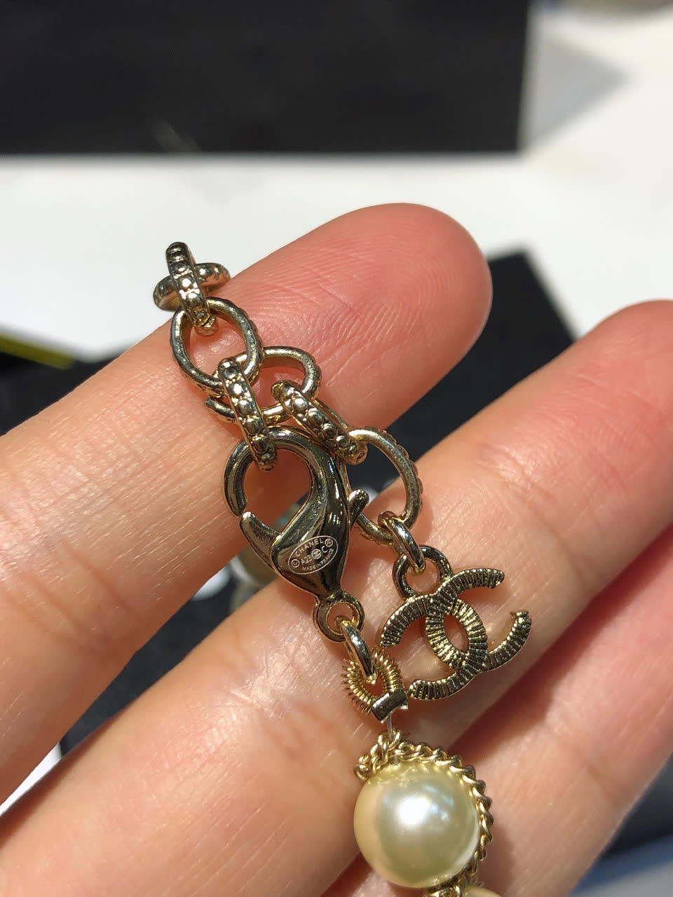 Chanel Pearl Necklace with CC Pendant