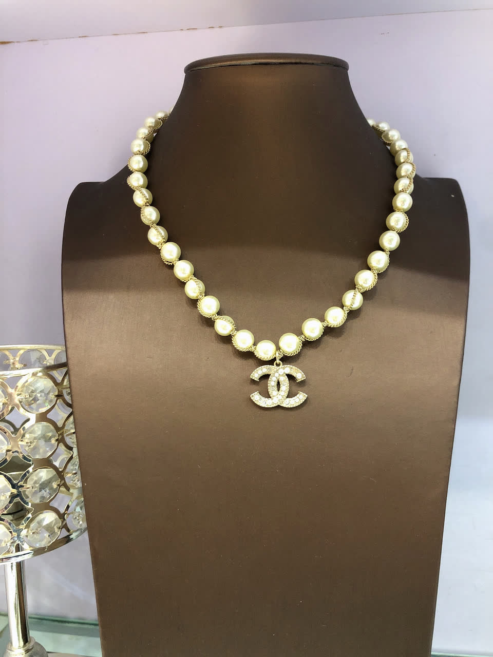 Chanel Pearl Necklace with CC Pendant