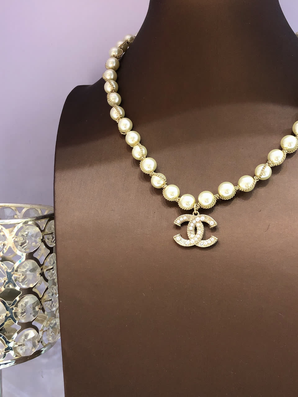 Chanel Pearl Necklace with CC Pendant