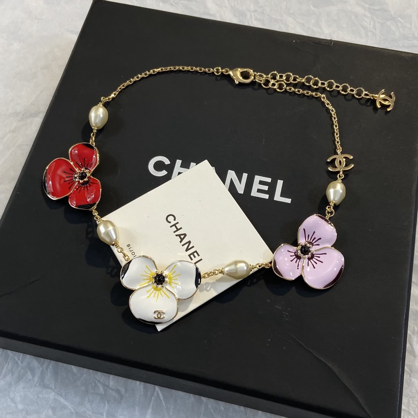 Chanel Enamel Flower Necklace