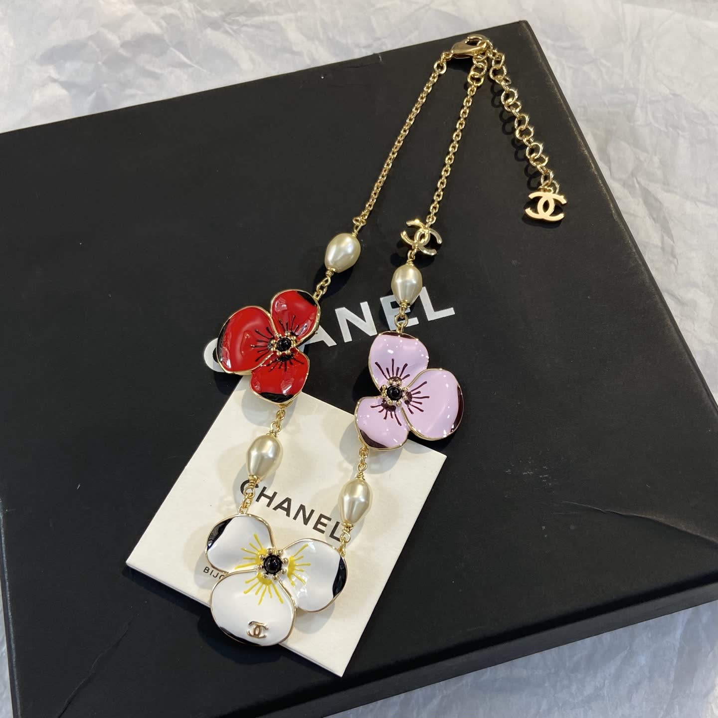 Chanel Enamel Flower Necklace