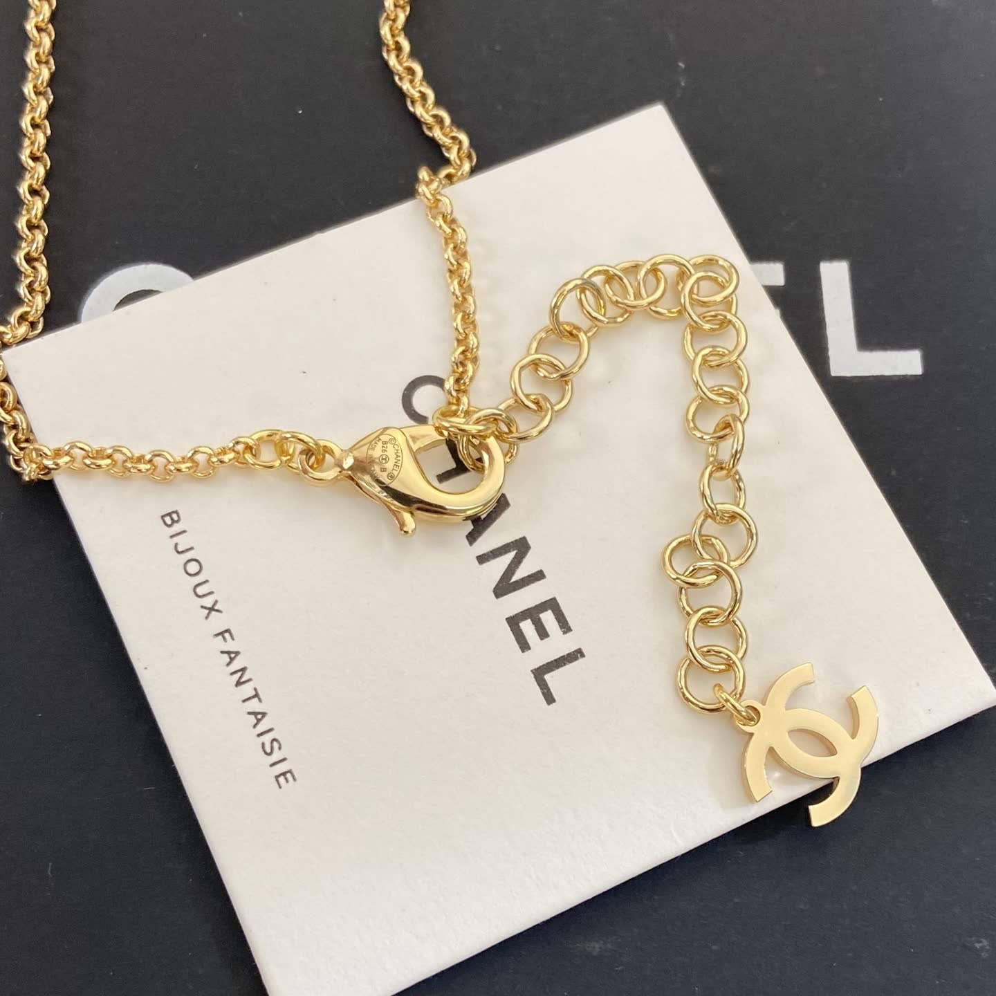 Chanel CC Logo Gold Tone Necklace