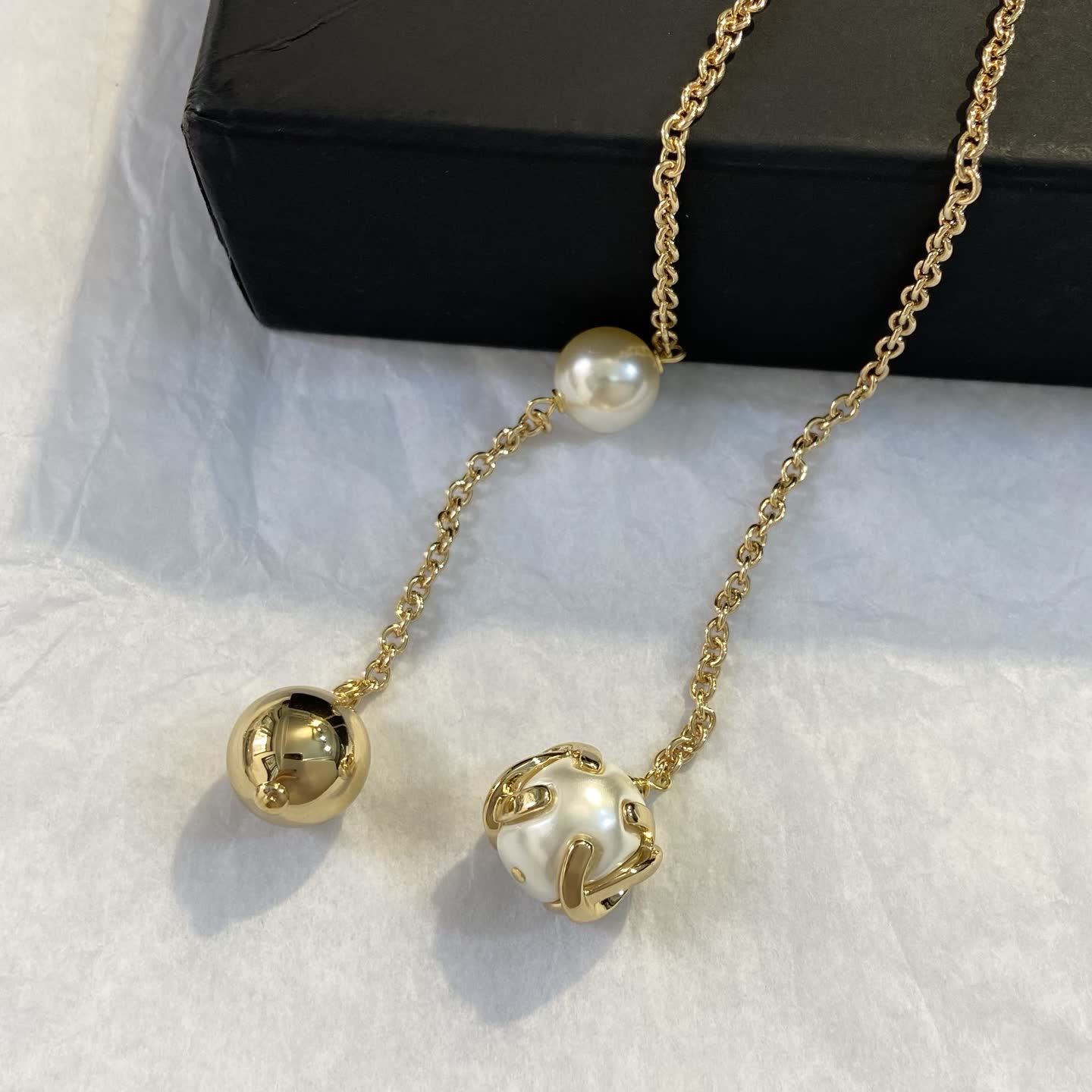 Chanel Pearl and Gold Chain Necklace
