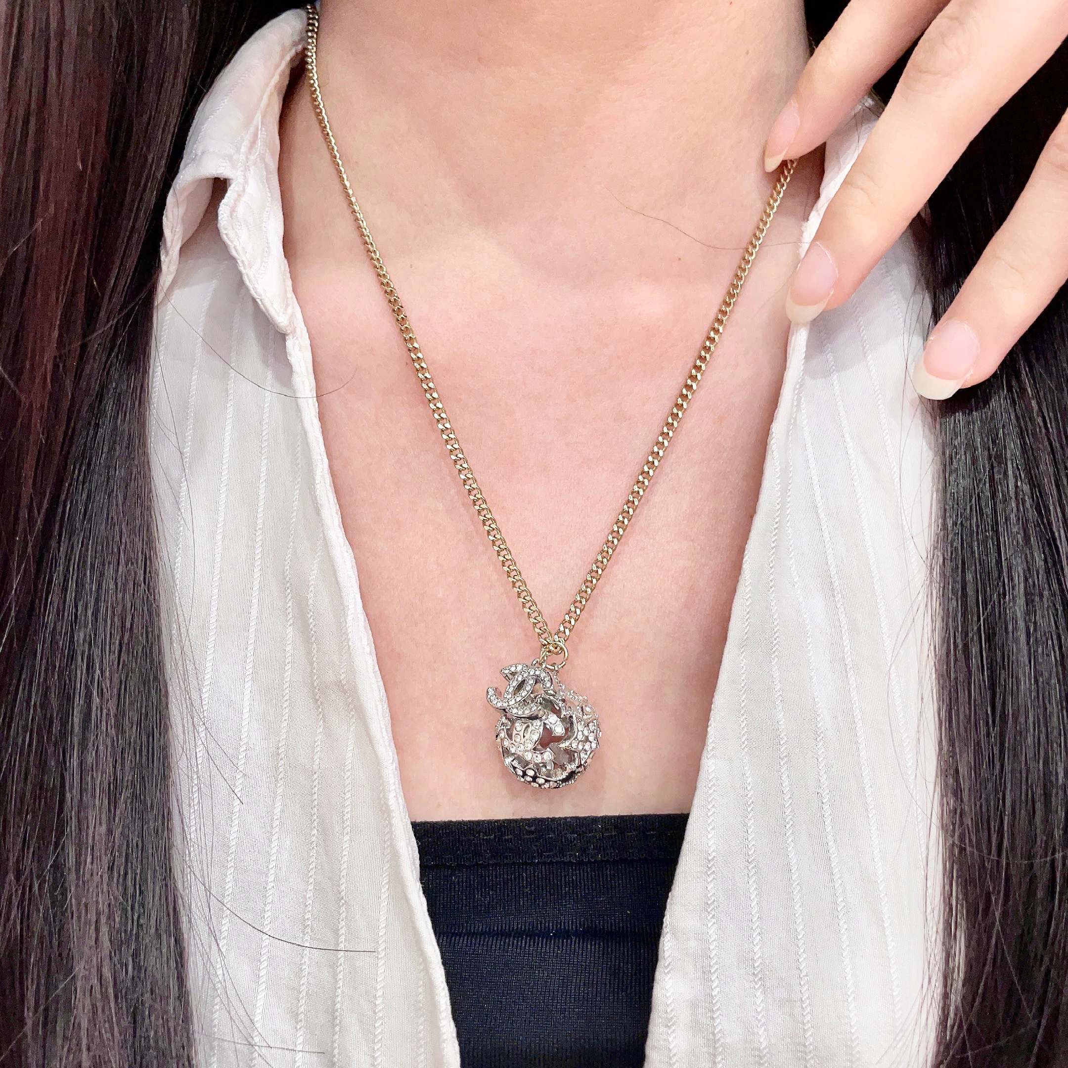 Chanel Gold Chain with Diamond Dragon Pendant