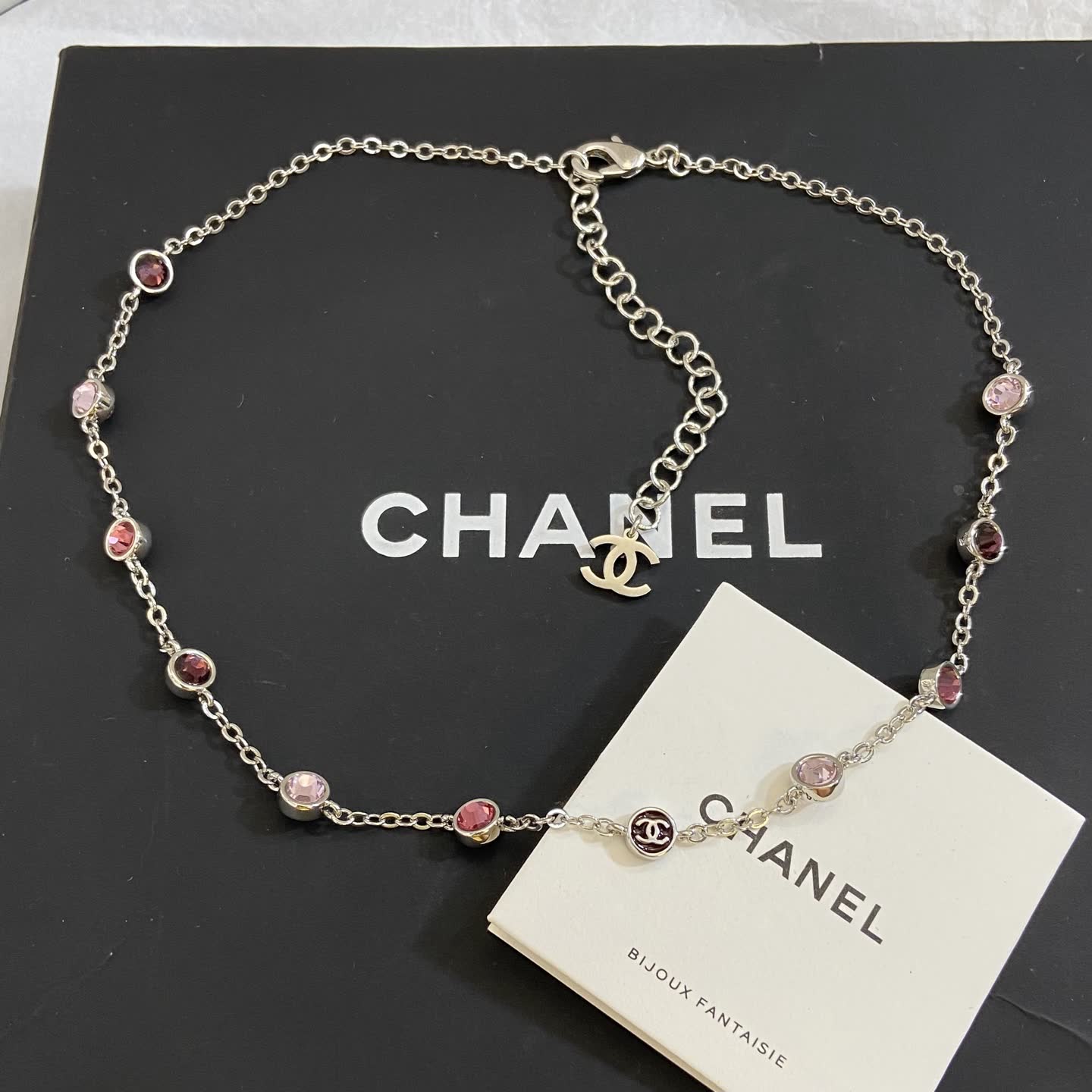 Chanel Pink Gemstone Necklace