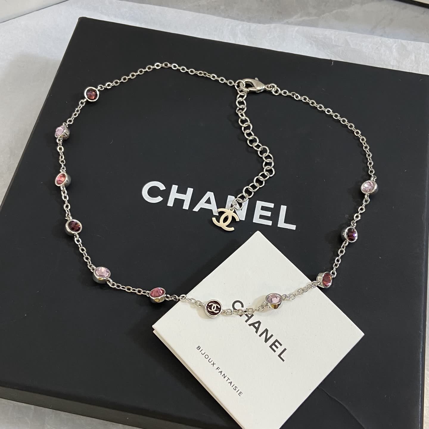Chanel Pink Gemstone Necklace