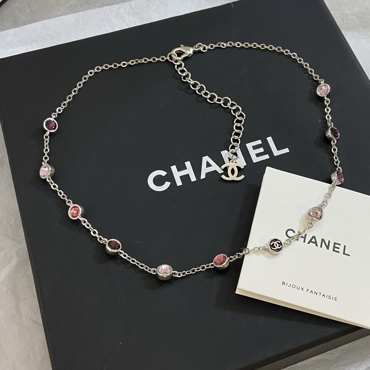 Chanel Pink Gemstone Necklace