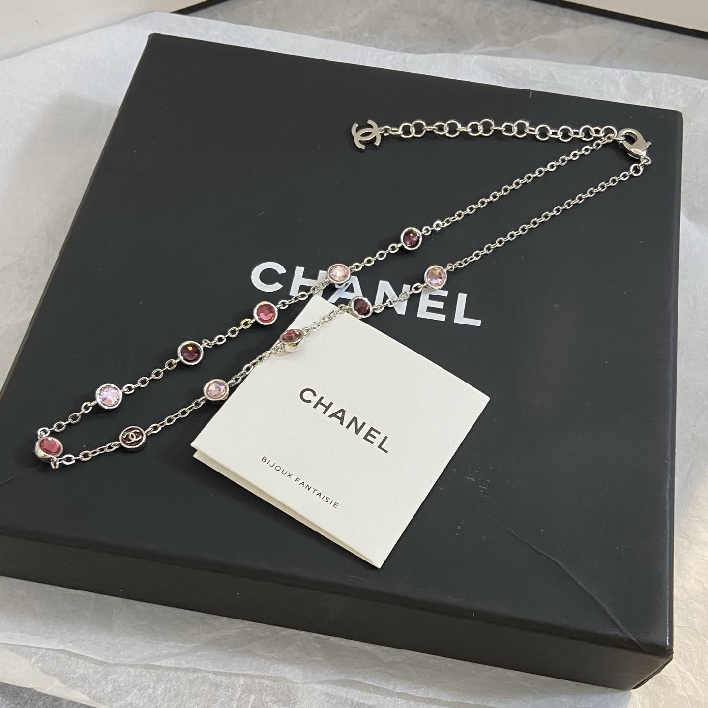 Chanel Pink Gemstone Necklace