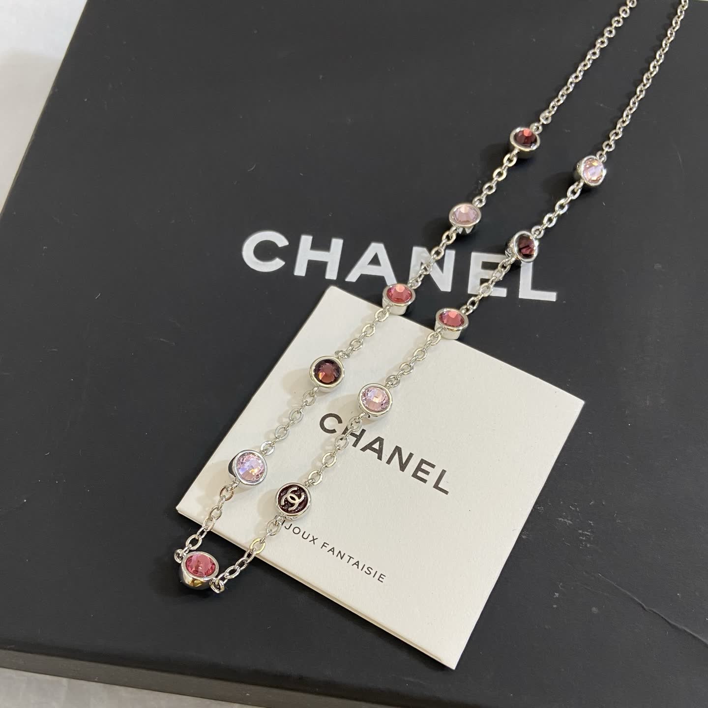 Chanel Pink Gemstone Necklace