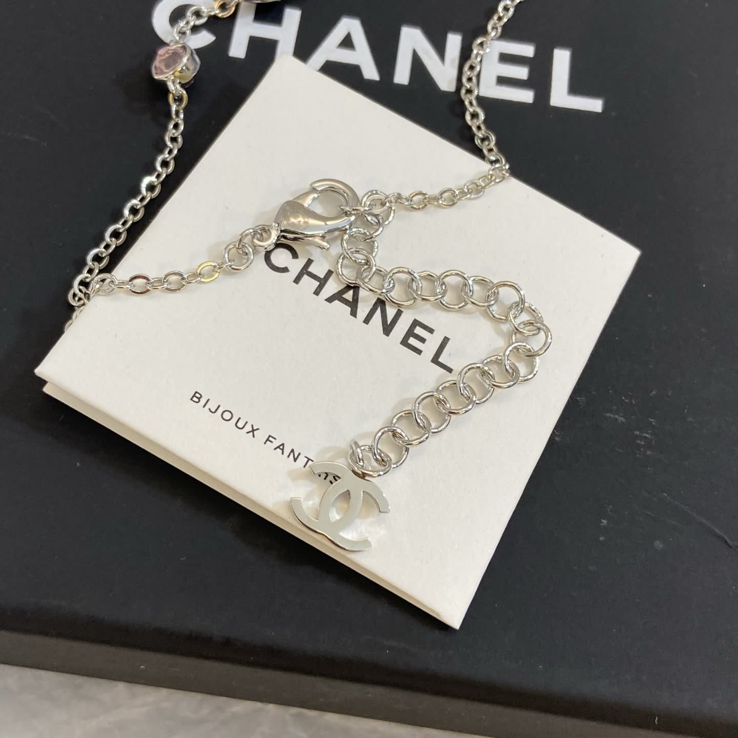 Chanel Pink Gemstone Necklace