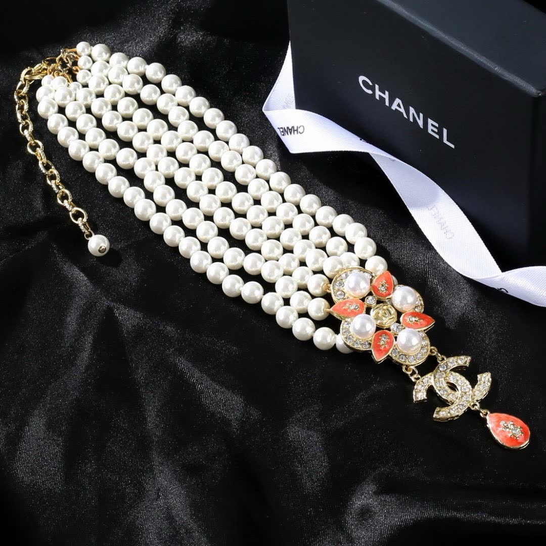 Chanel Pearl and Crystal Necklace