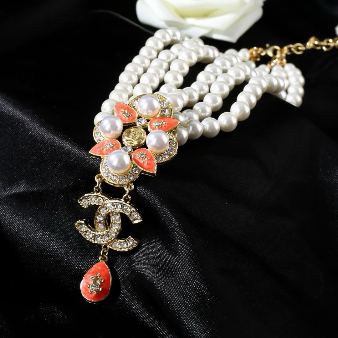 Chanel Pearl and Crystal Necklace