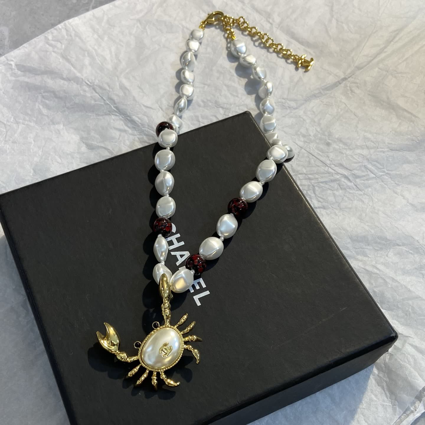 Chanel Pearl and Crab Pendant Necklace