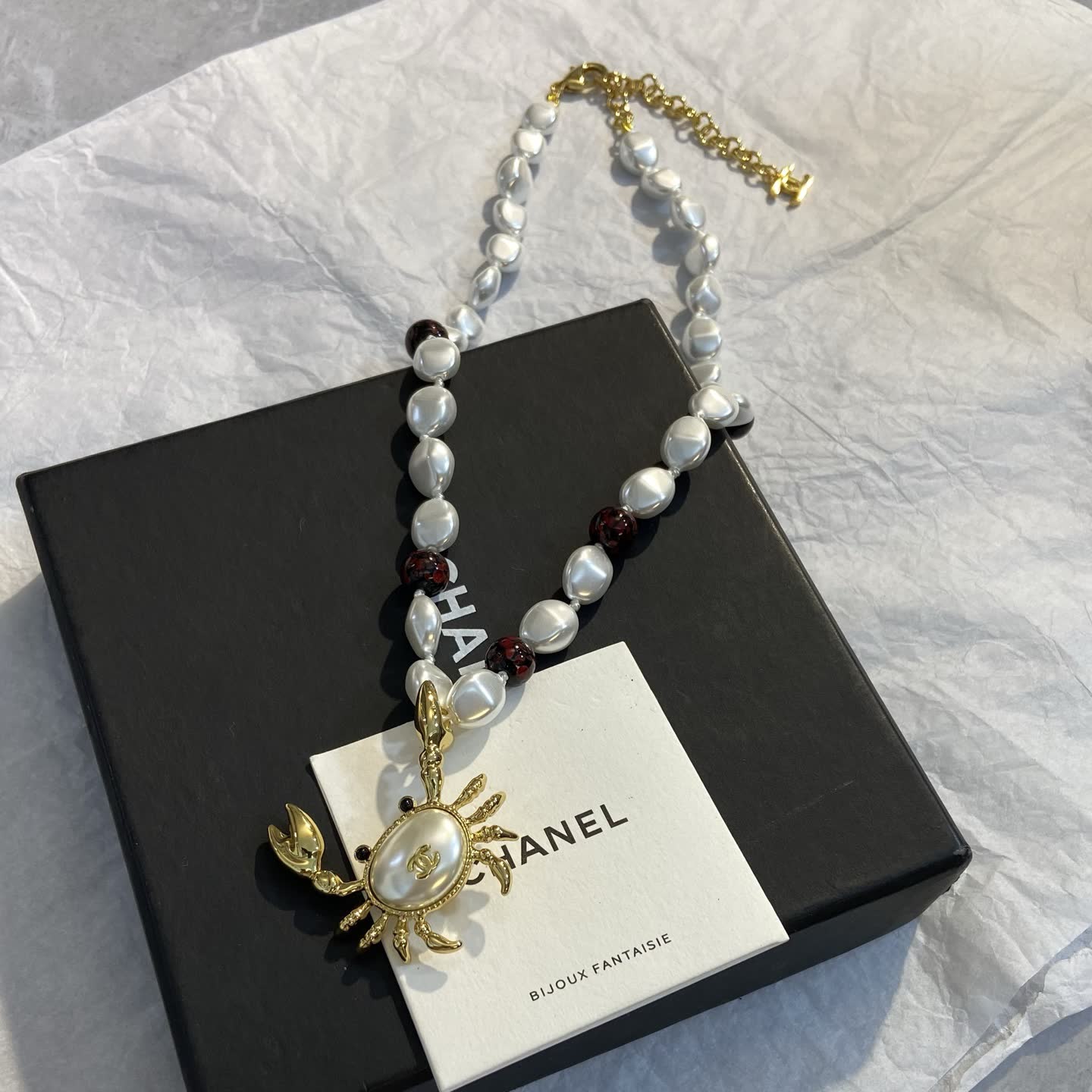 Chanel Pearl and Crab Pendant Necklace