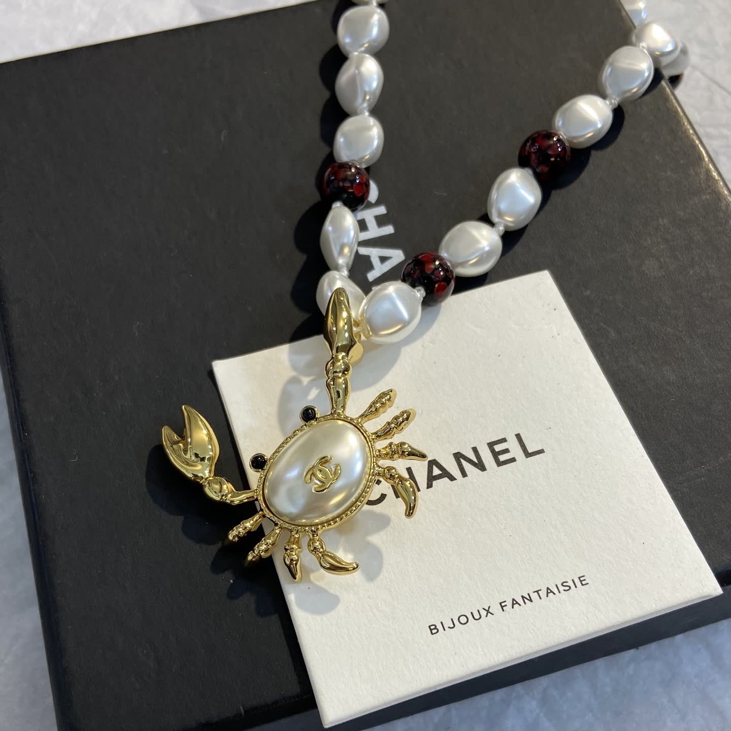 Chanel Pearl and Crab Pendant Necklace