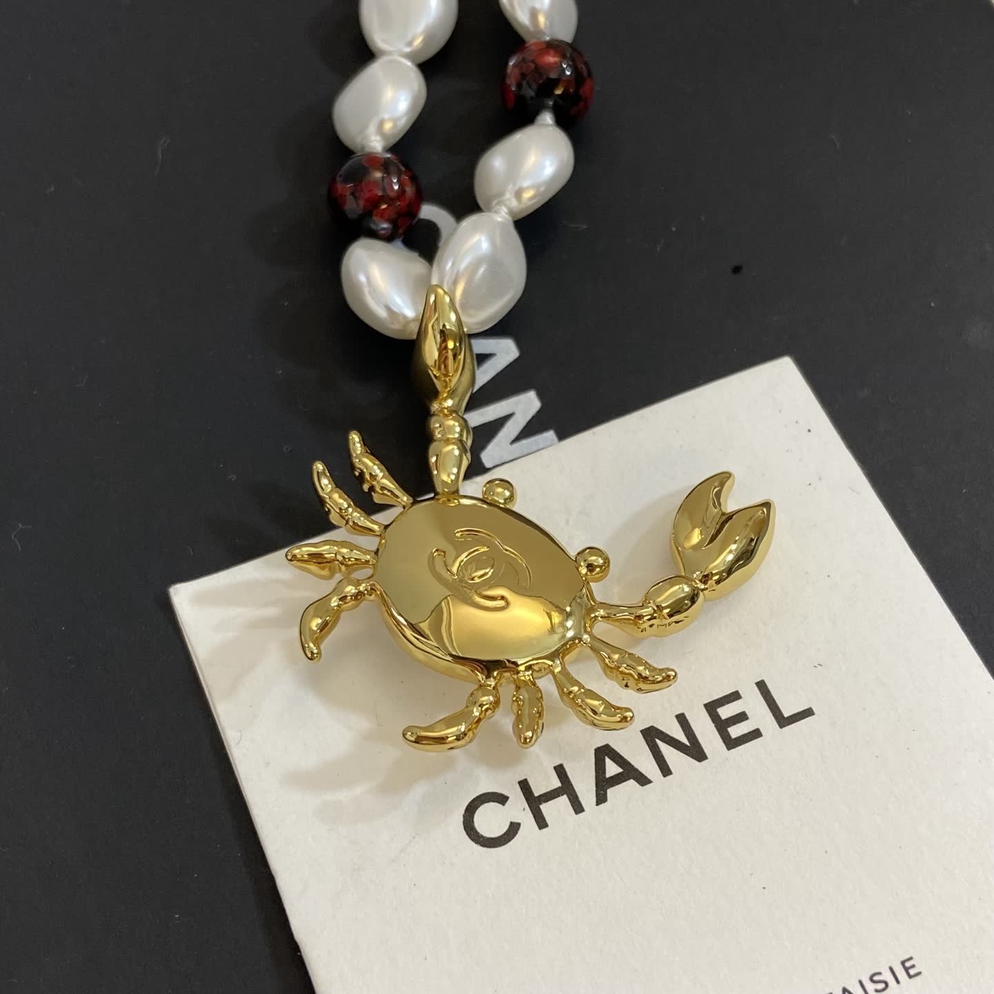 Chanel Pearl and Crab Pendant Necklace