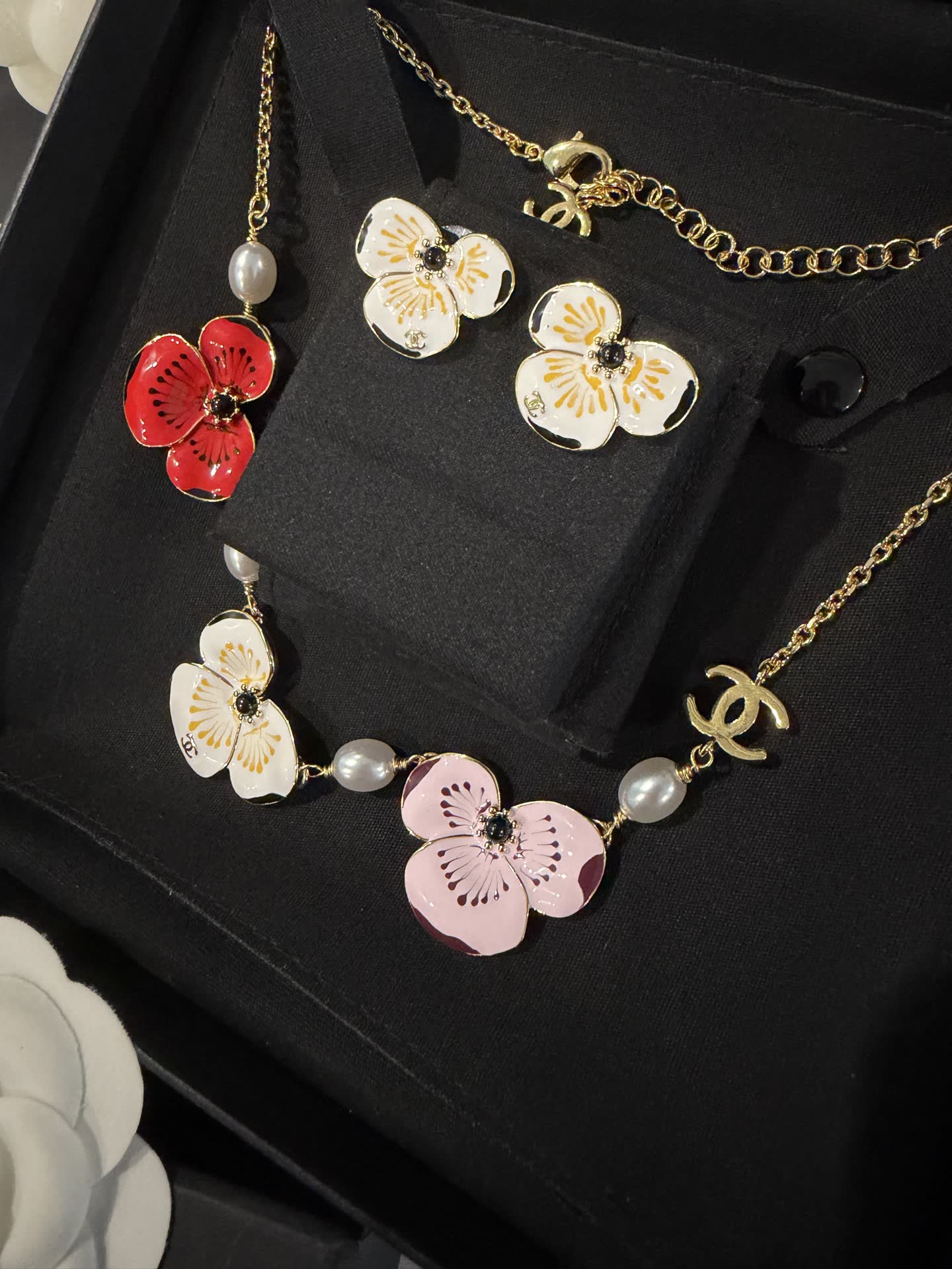 Chanel Multicolor Camellia Necklace