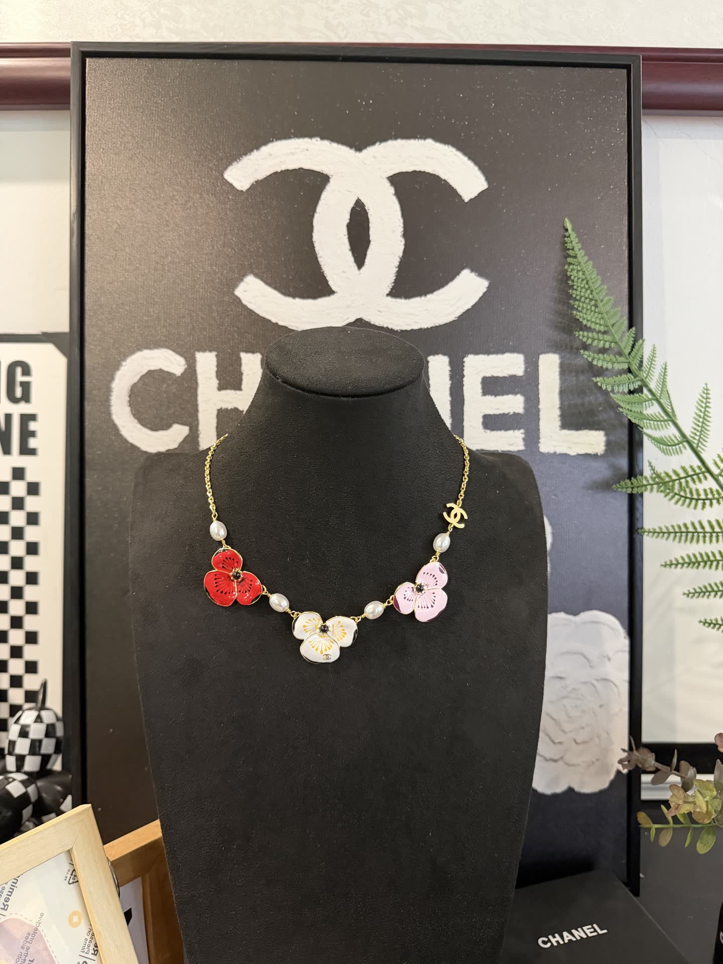 Chanel Multicolor Camellia Necklace