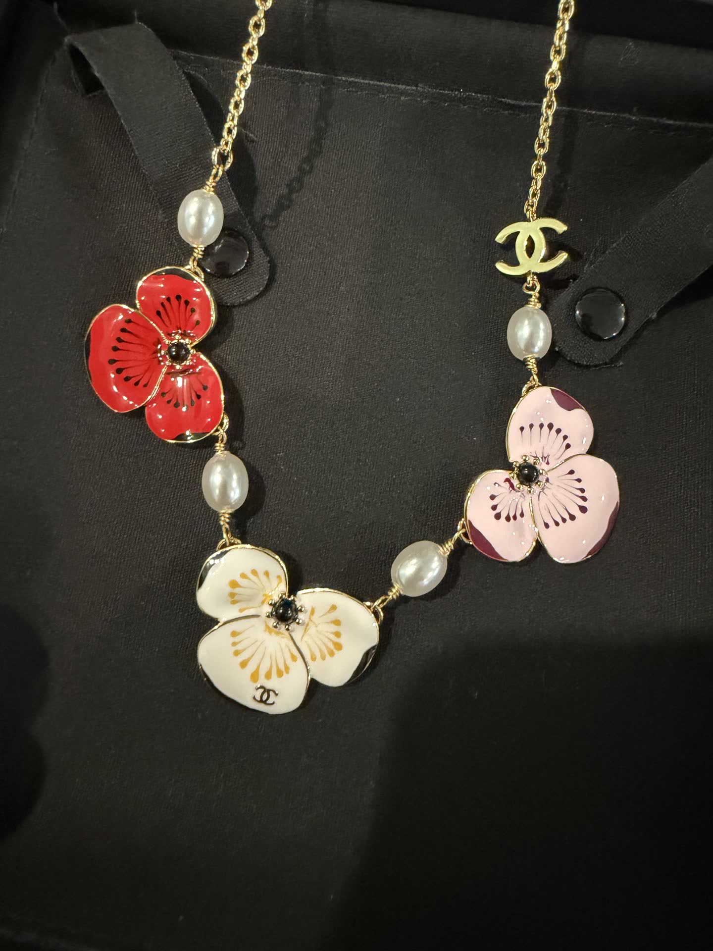 Chanel Multicolor Camellia Necklace