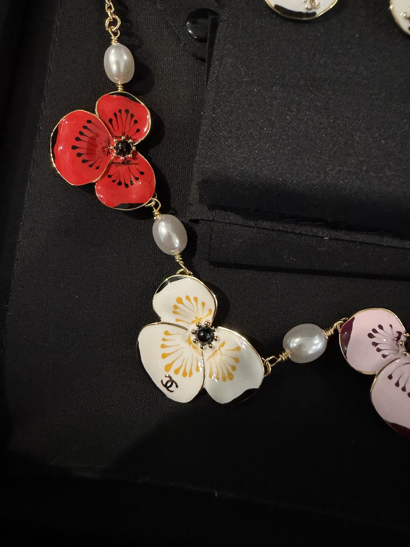 Chanel Multicolor Camellia Necklace