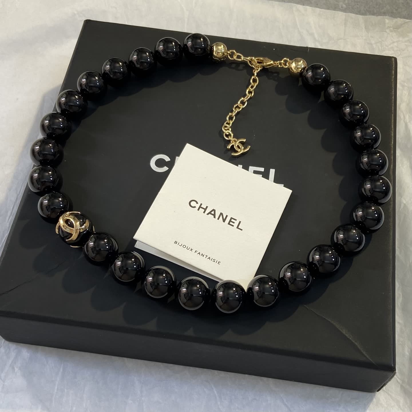 Chanel Black Beaded Necklace