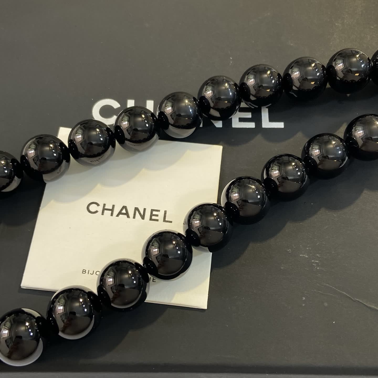 Chanel Black Beaded Necklace