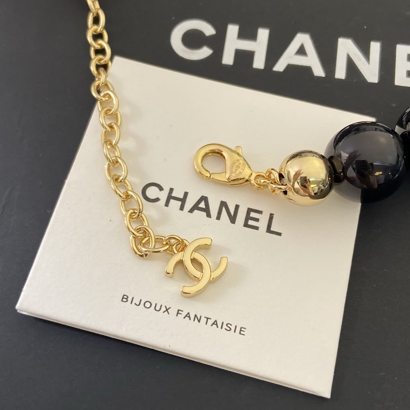 Chanel Black Beaded Necklace