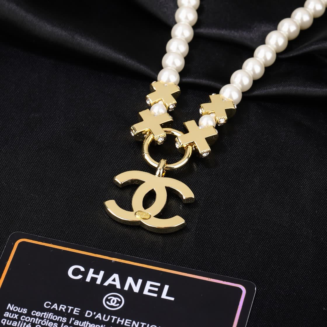 Chanel Pearl Necklace with CC Pendant