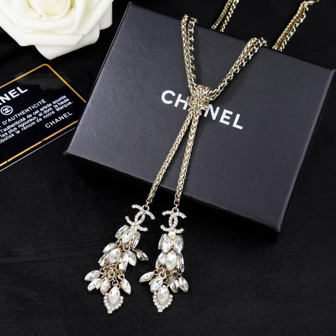 Chanel Crystal Tassel Necklace