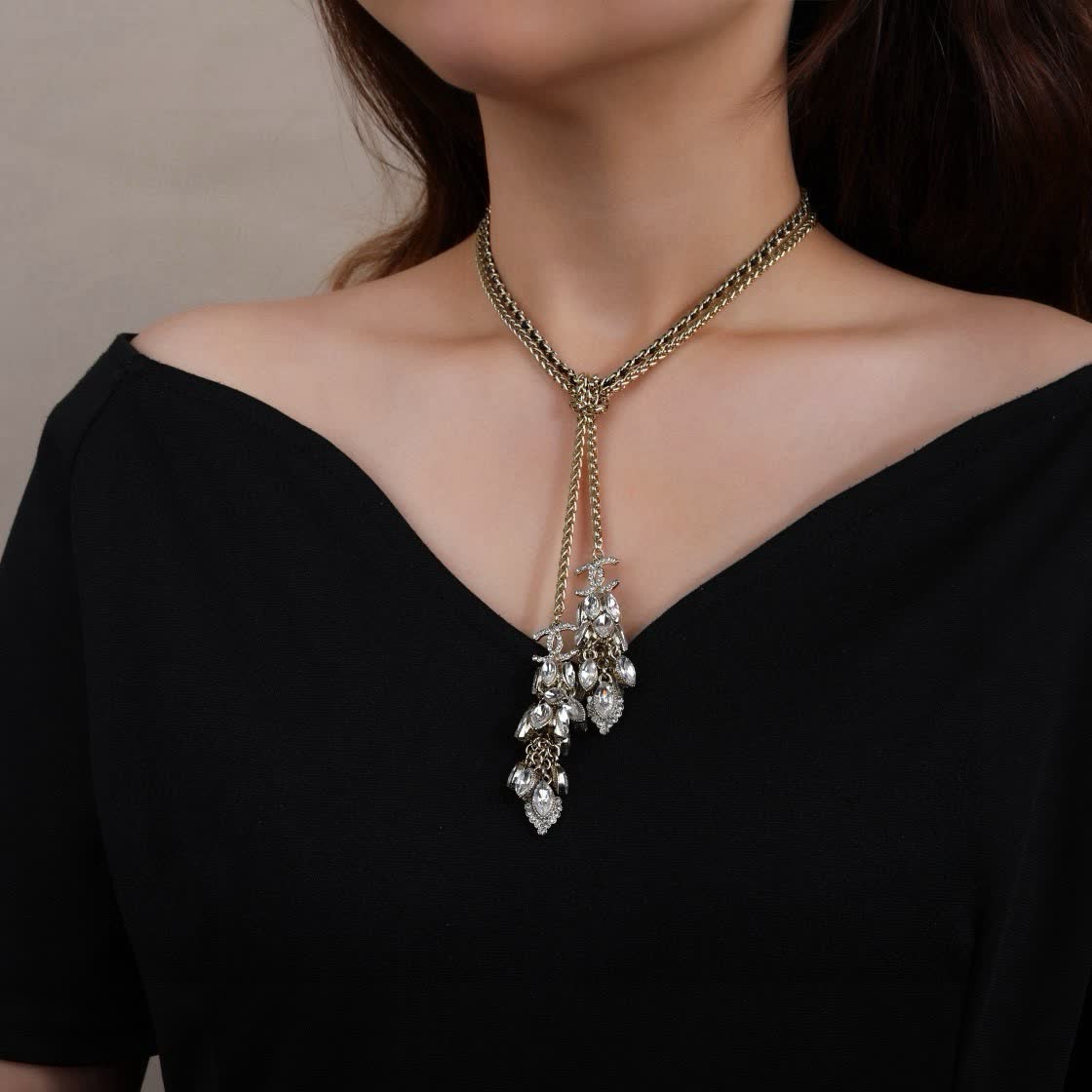 Chanel Crystal Tassel Necklace