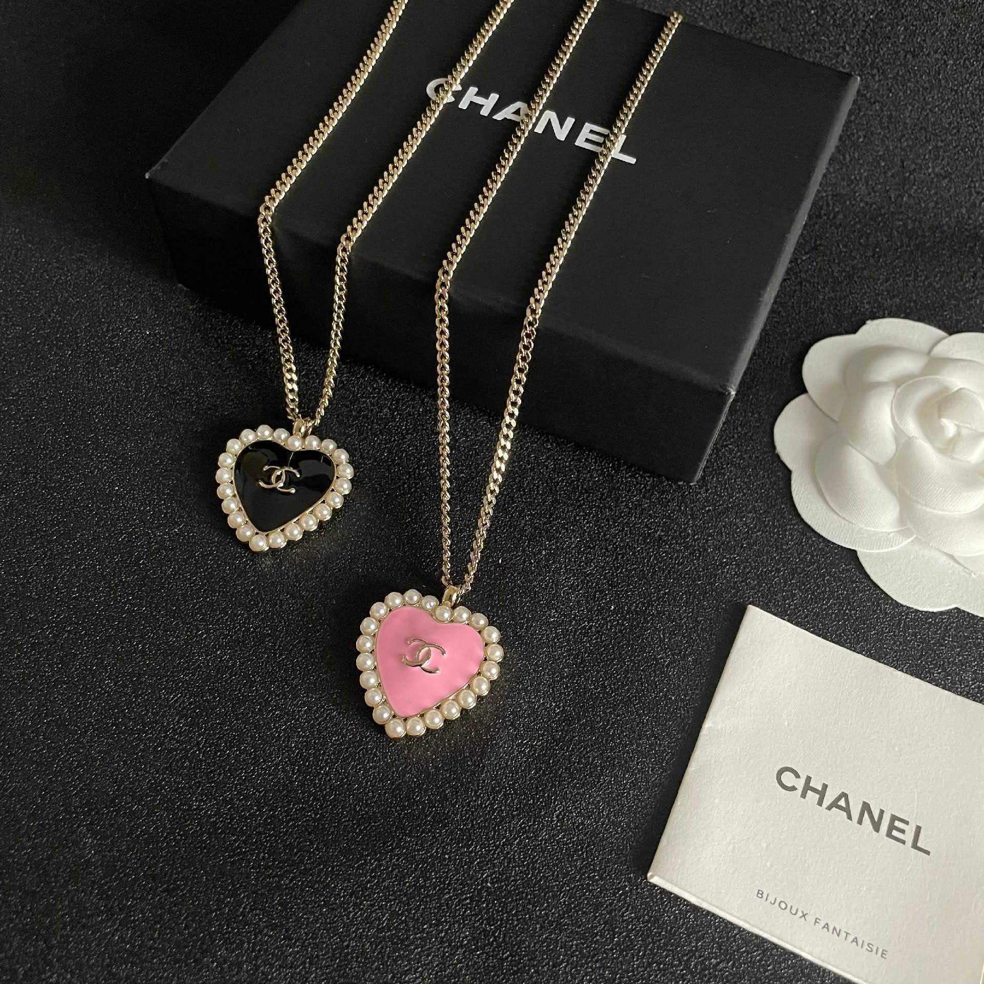 Chanel Pink Heart Pendant Necklace