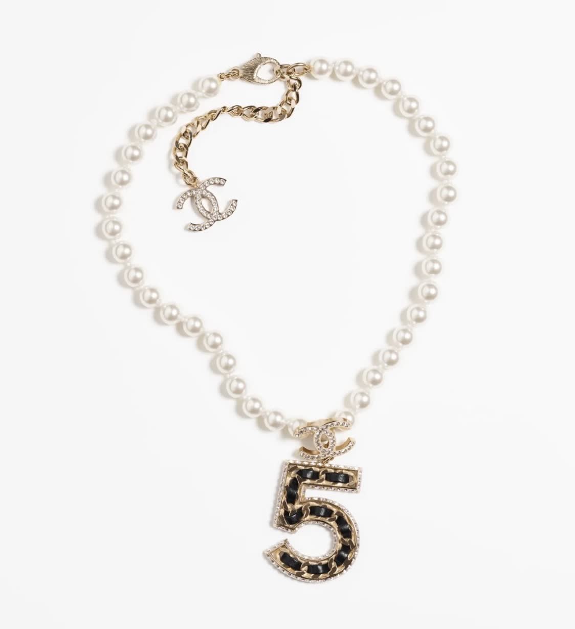 Chanel Pearl Necklace with Number 5 Pendant
