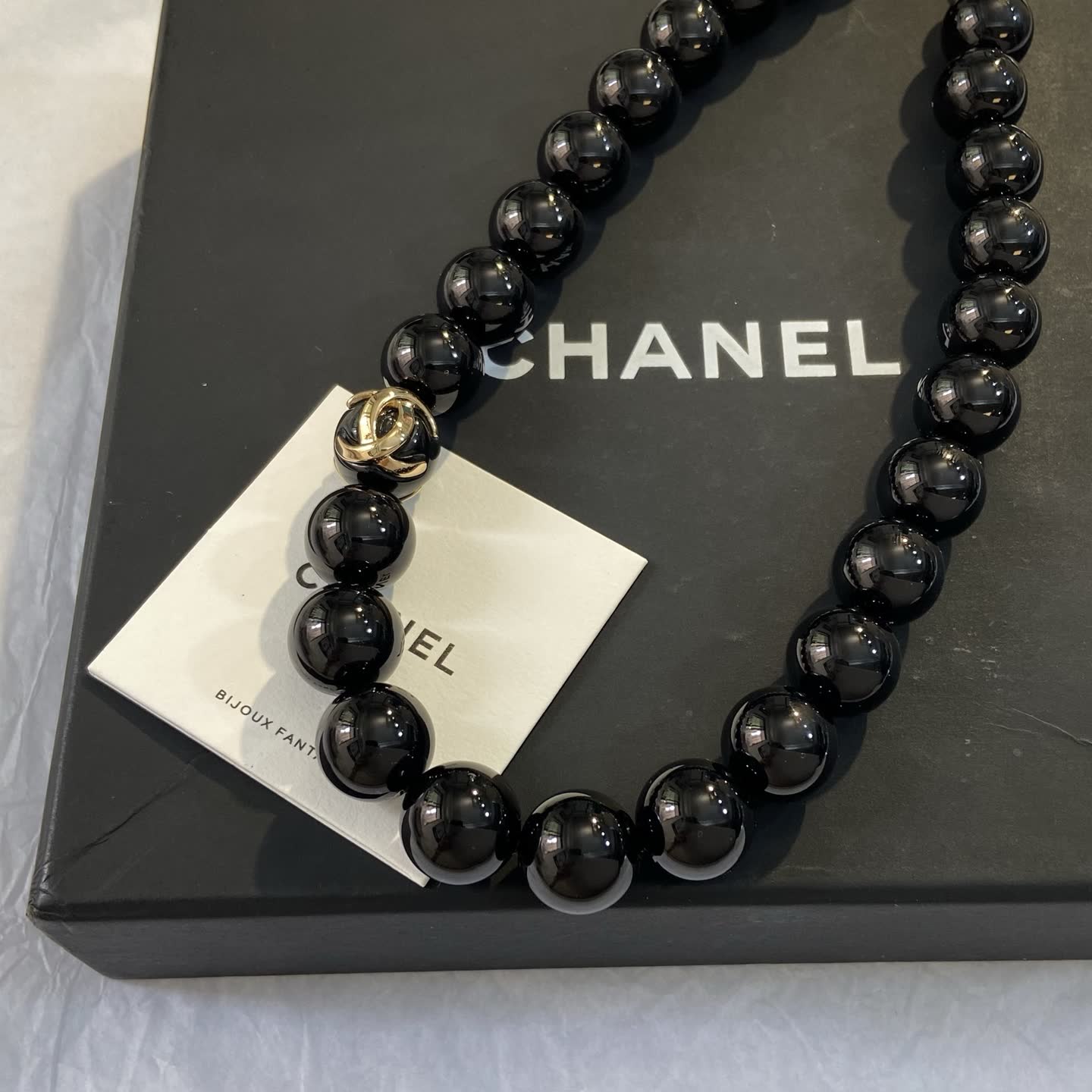 Chanel Black Beaded Necklace