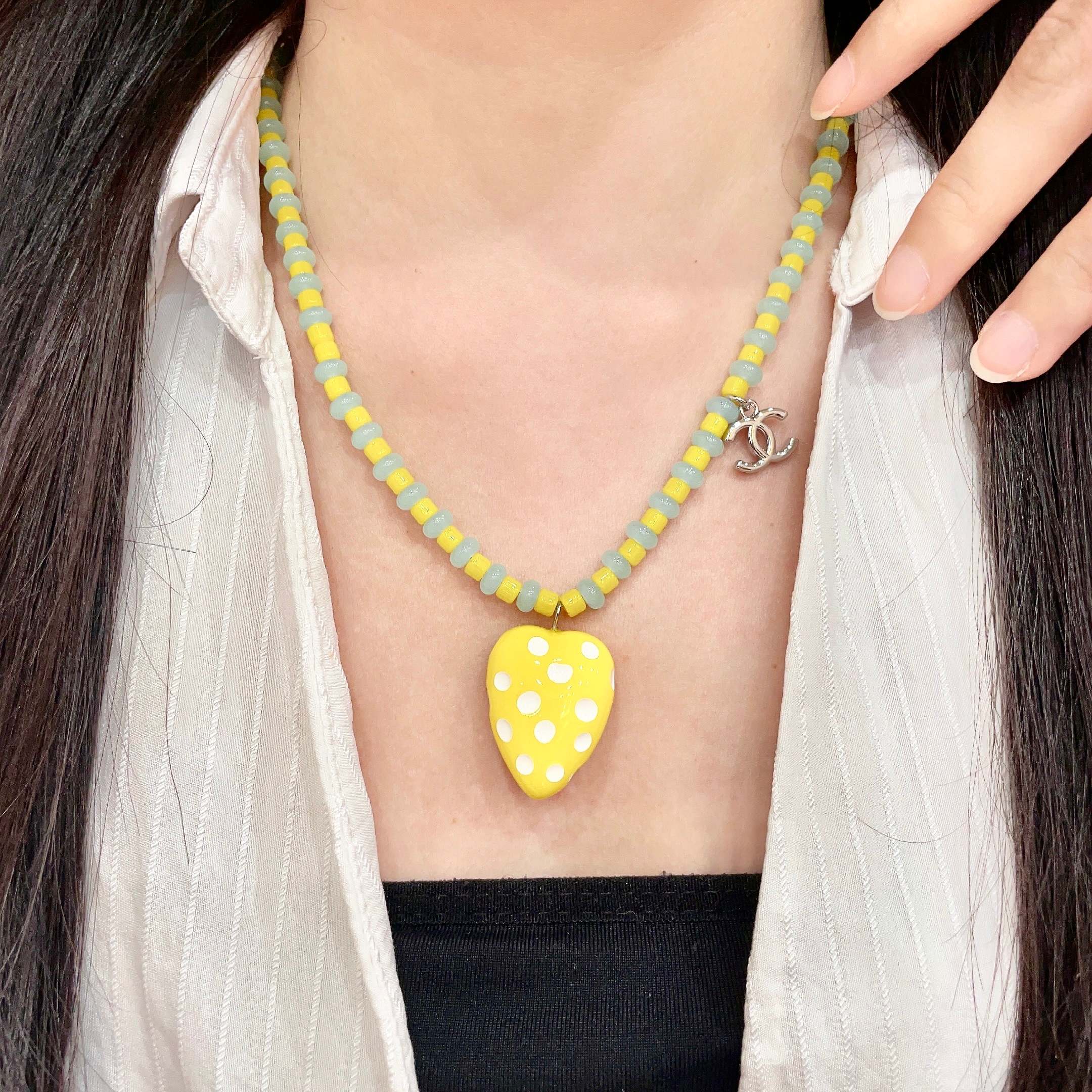 Chanel Yellow Heart Pendant Necklace Chanel Yellow Heart Pendant Necklace