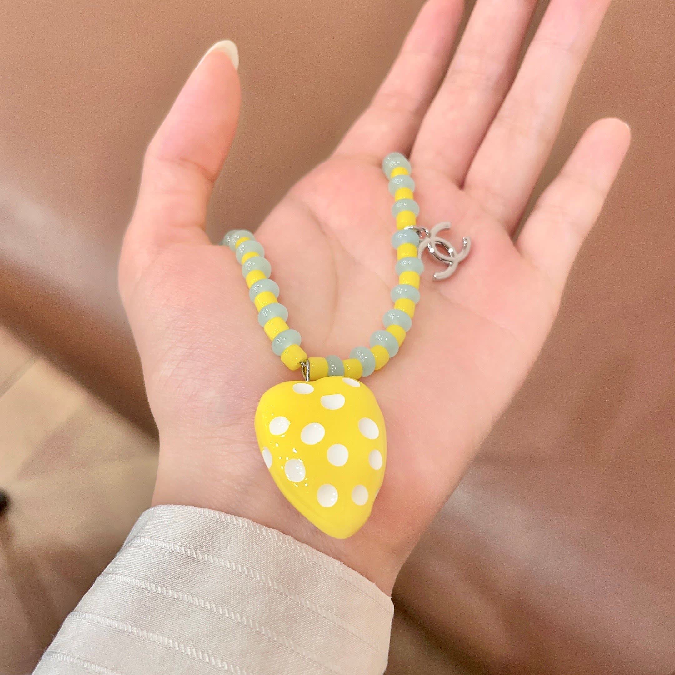Chanel Yellow Heart Pendant Necklace