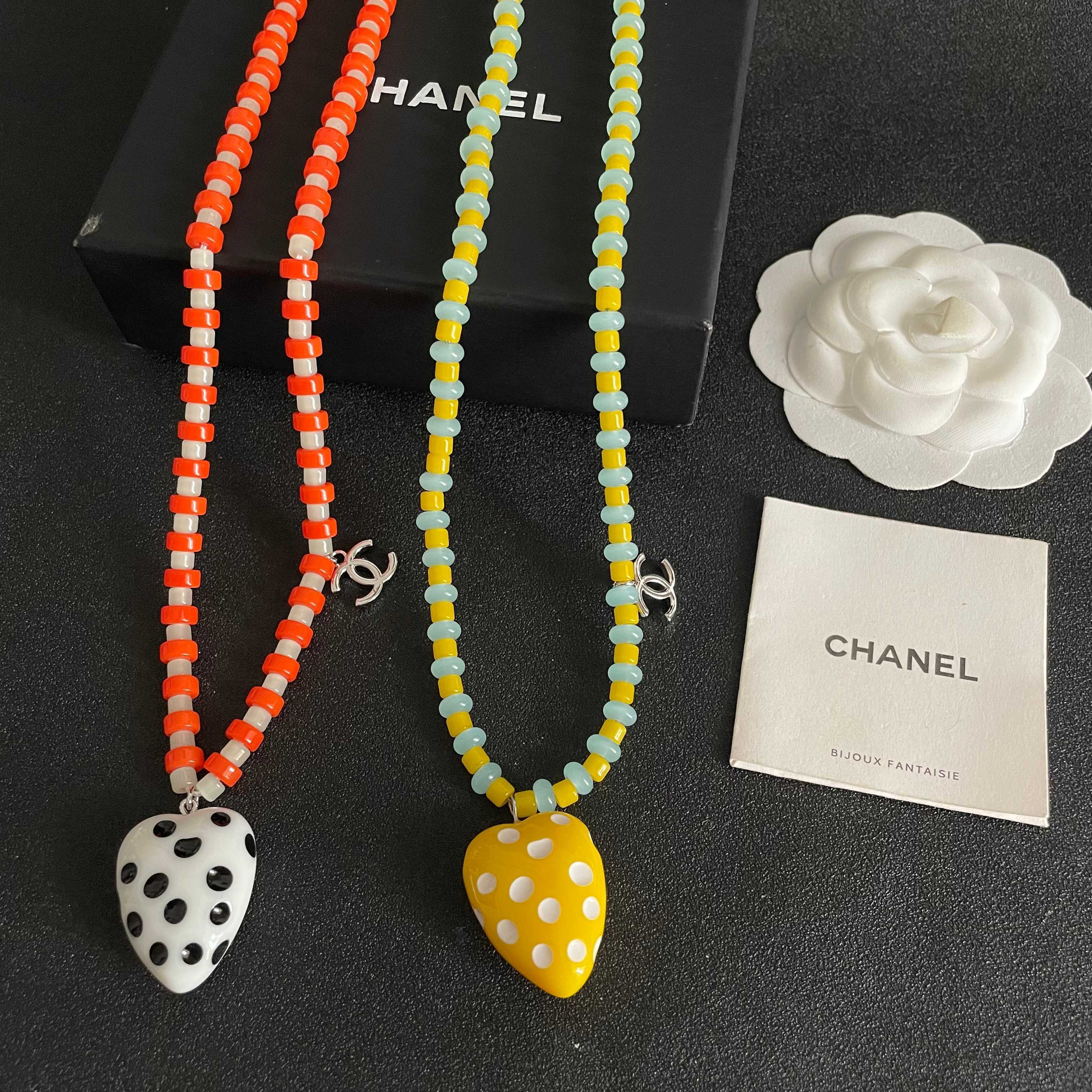 Chanel Yellow Heart Pendant Necklace