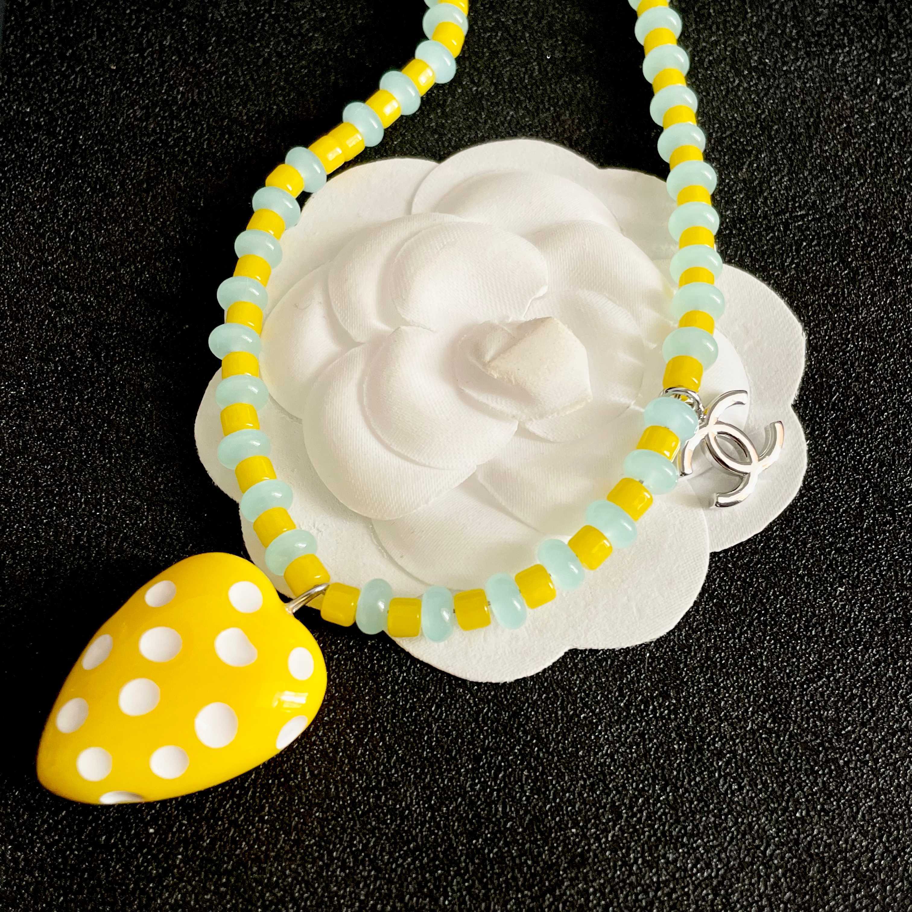Chanel Yellow Heart Pendant Necklace
