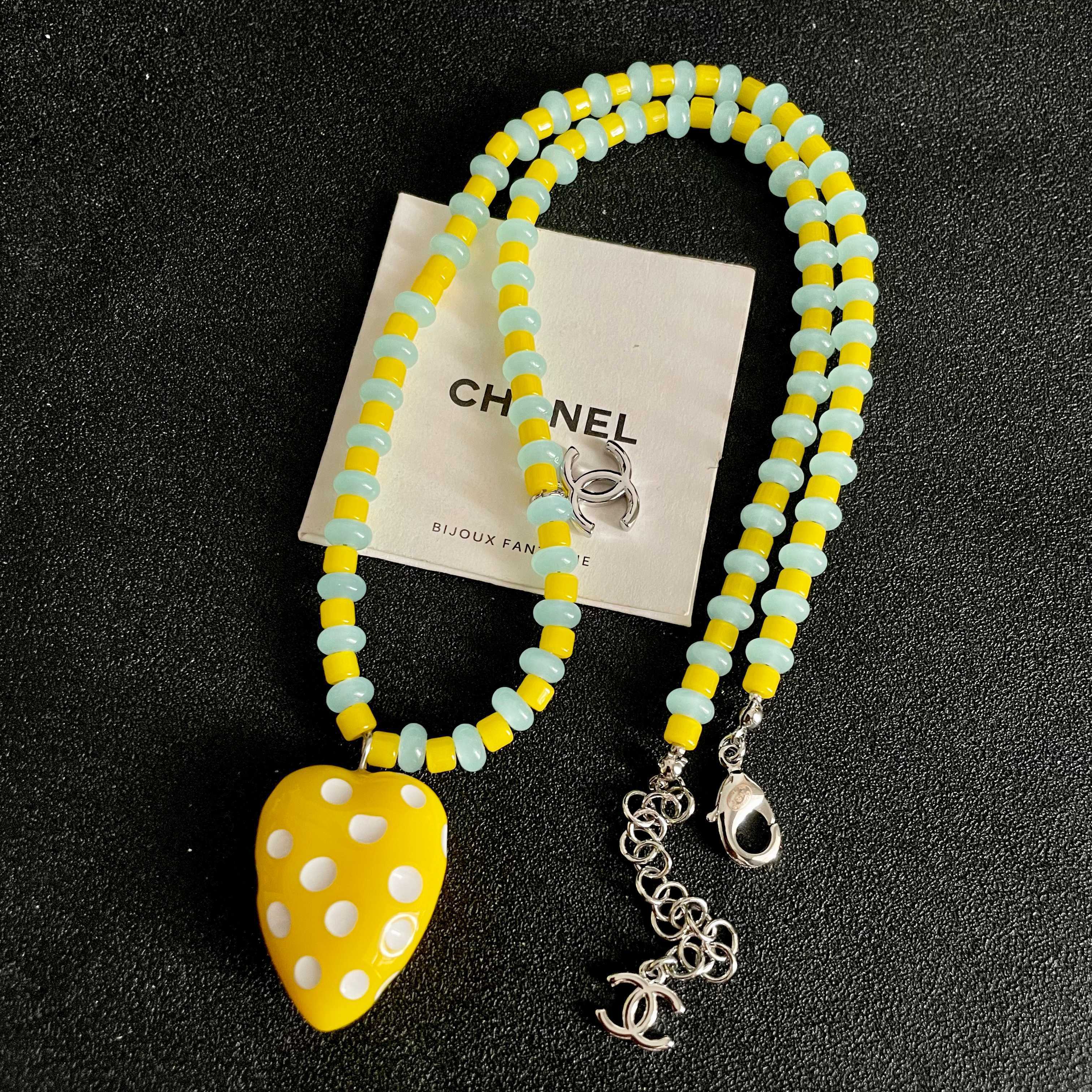 Chanel Yellow Heart Pendant Necklace