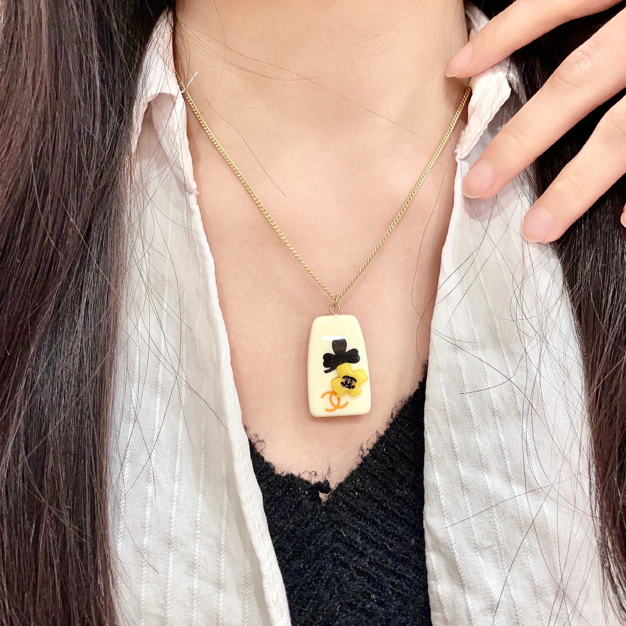Chanel Yellow Flower Pendant Necklace Chanel Yellow Flower Pendant Necklace