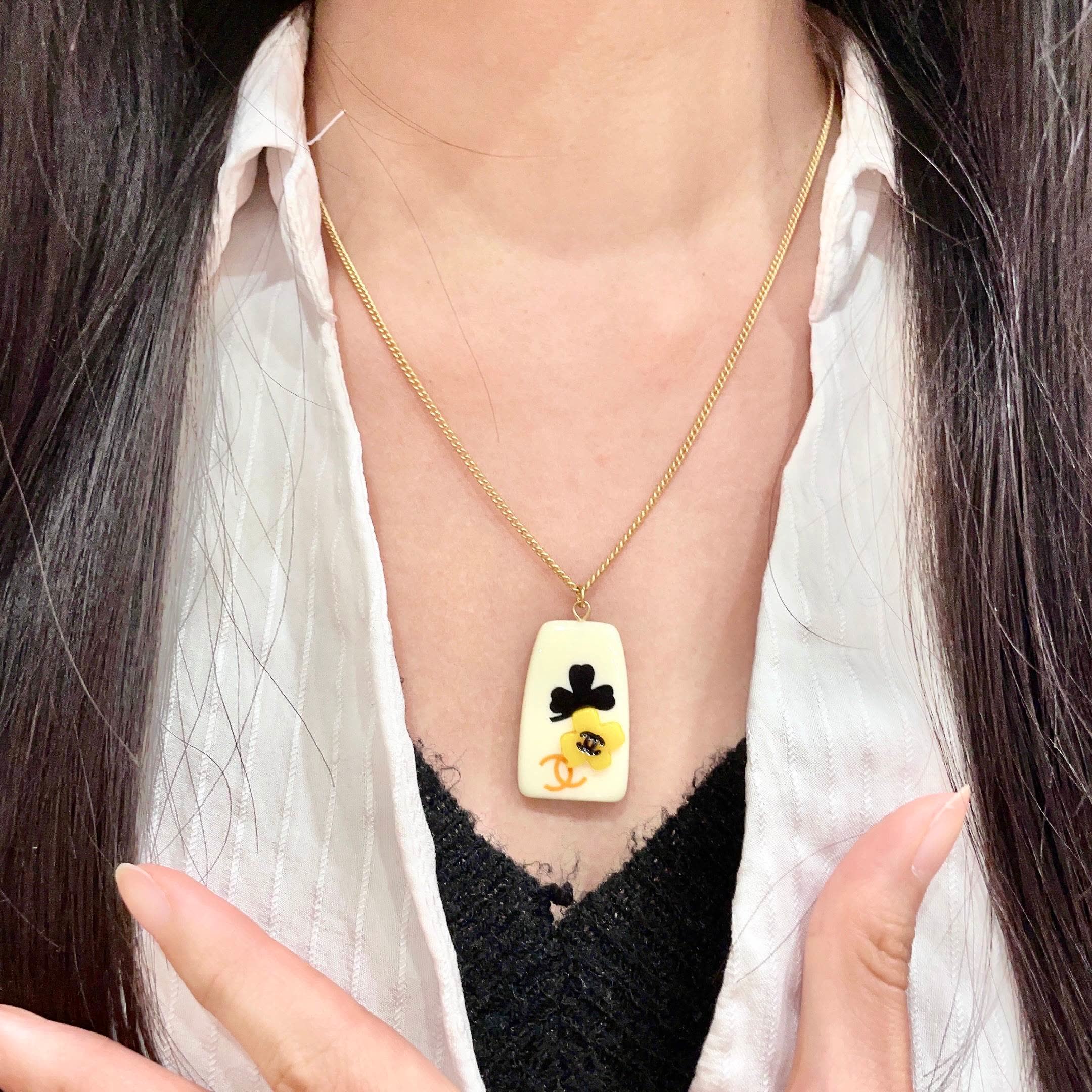 Chanel Yellow Flower Pendant Necklace