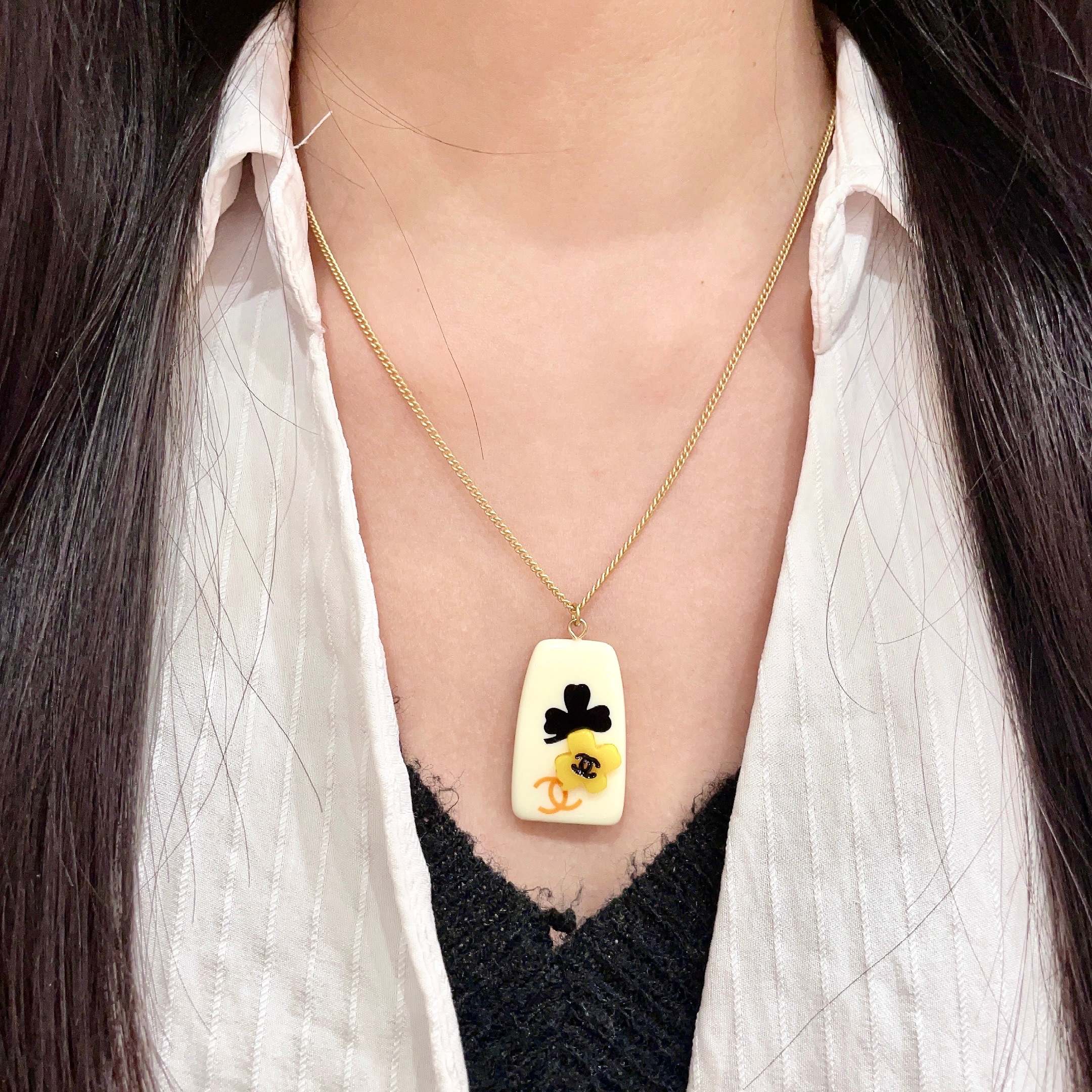 Chanel Yellow Flower Pendant Necklace