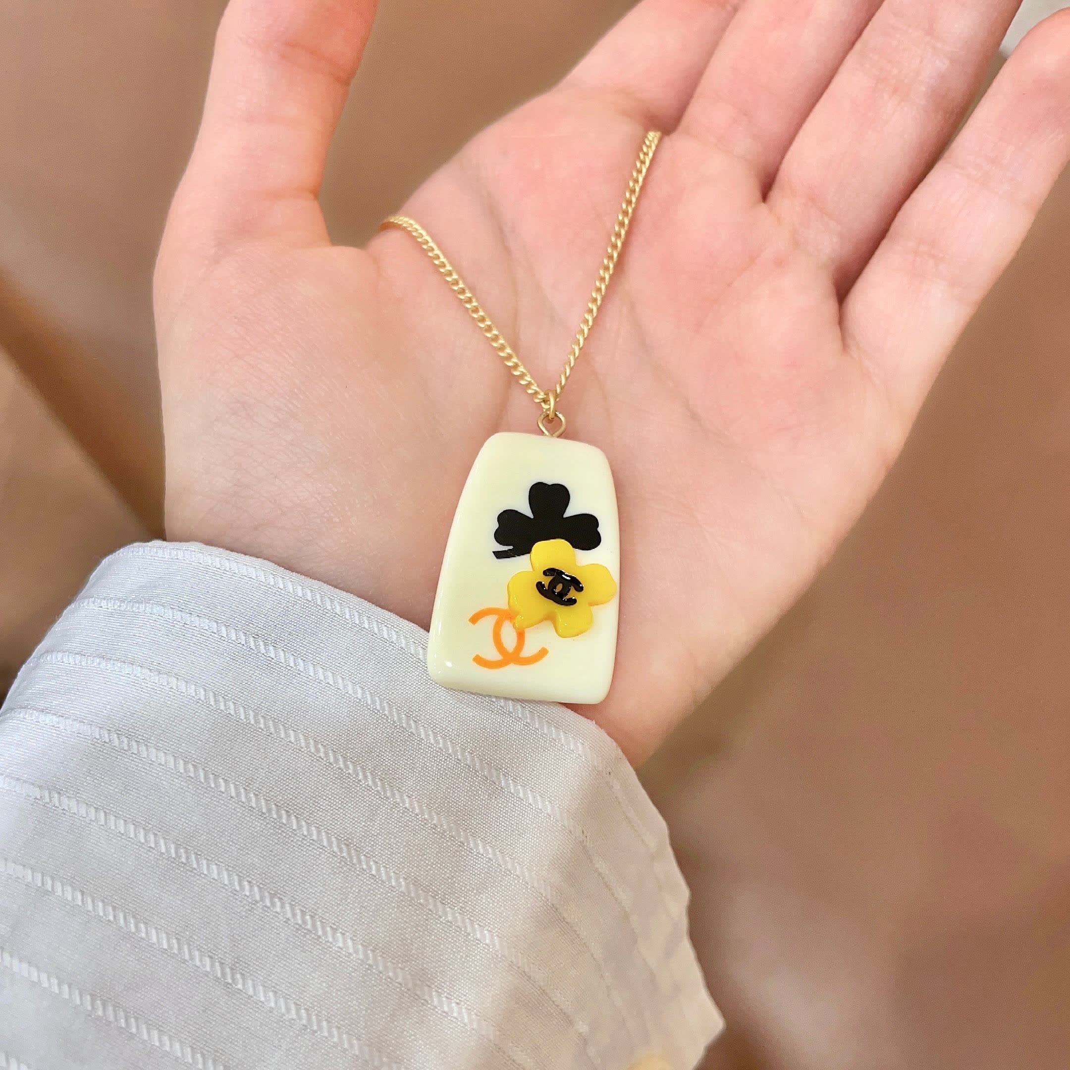 Chanel Yellow Flower Pendant Necklace