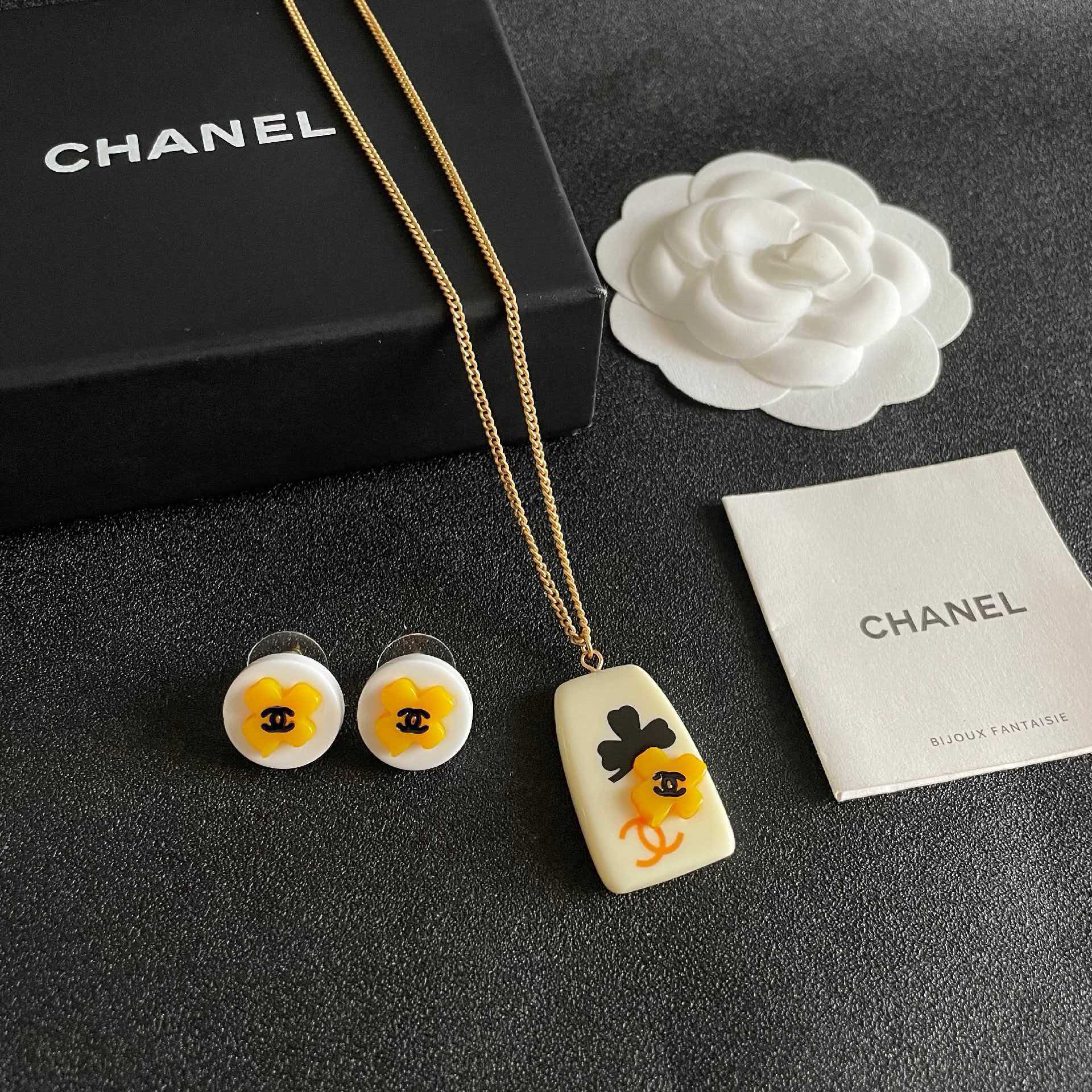 Chanel Yellow Flower Pendant Necklace