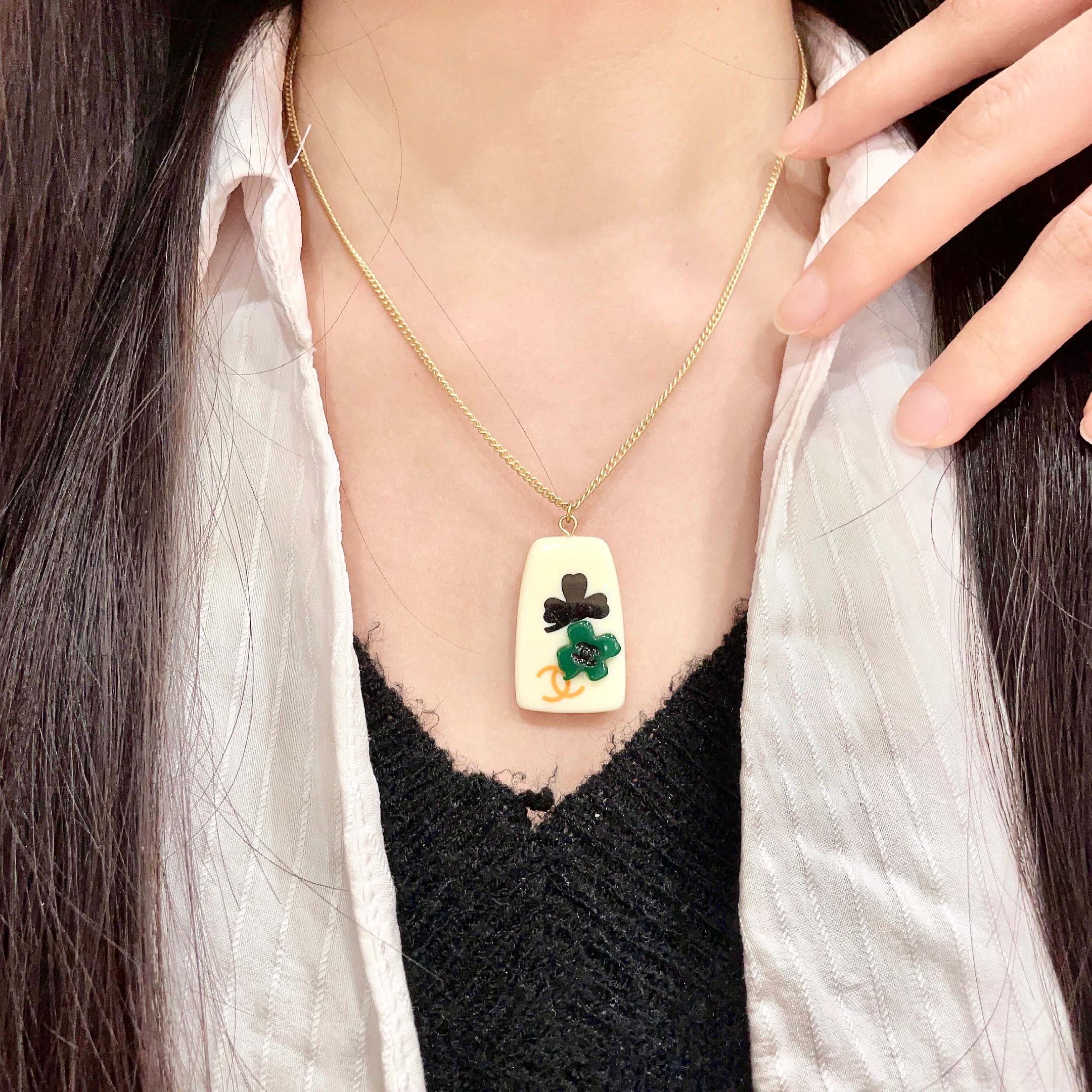 Chanel Clover Leaf Pendant Necklace