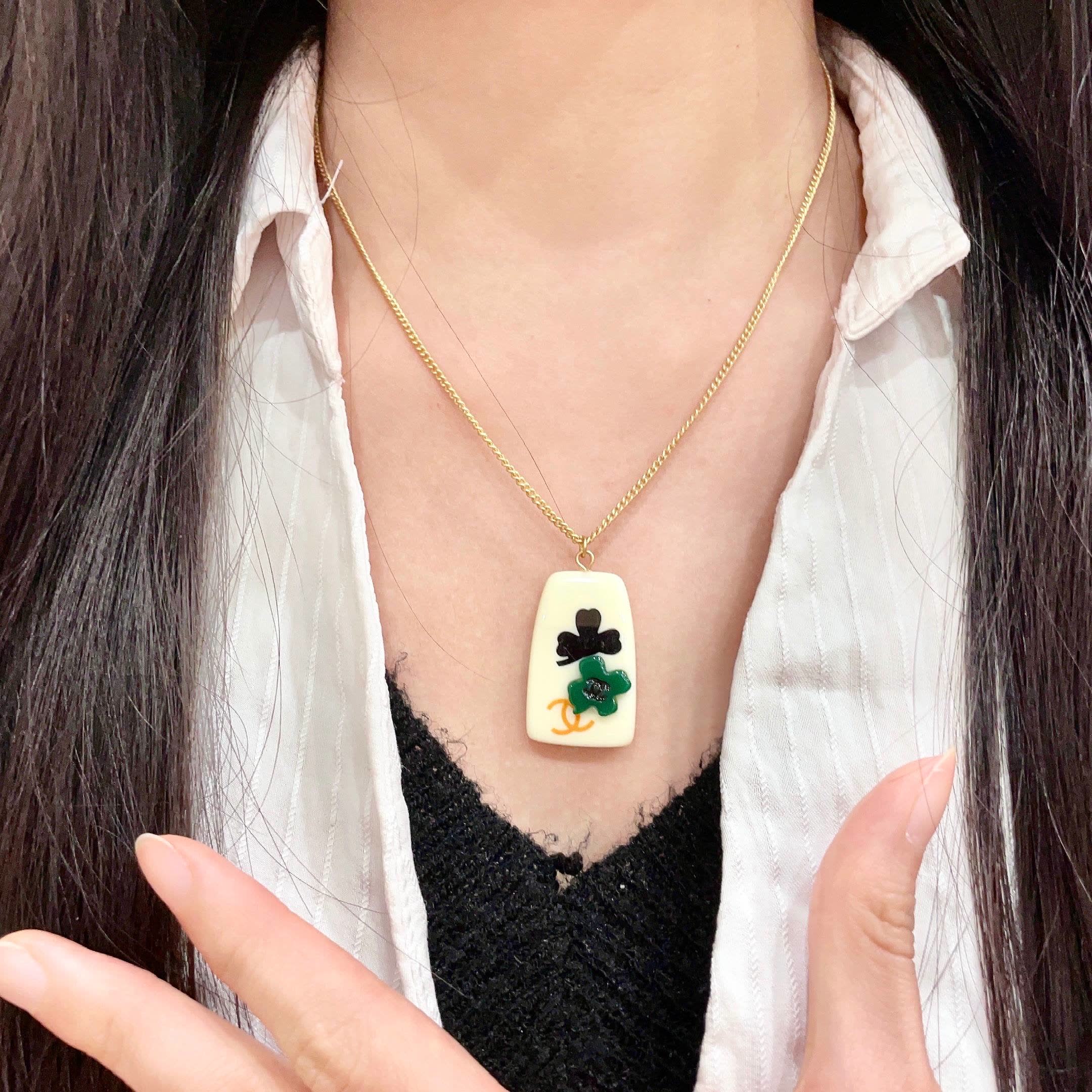 Chanel Clover Leaf Pendant Necklace