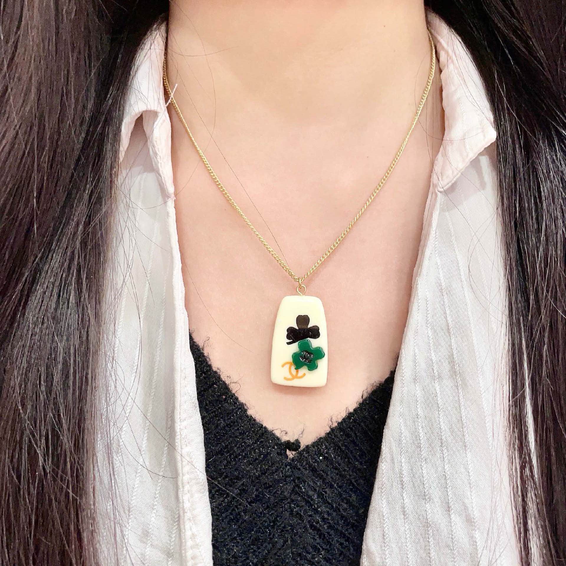Chanel Clover Leaf Pendant Necklace