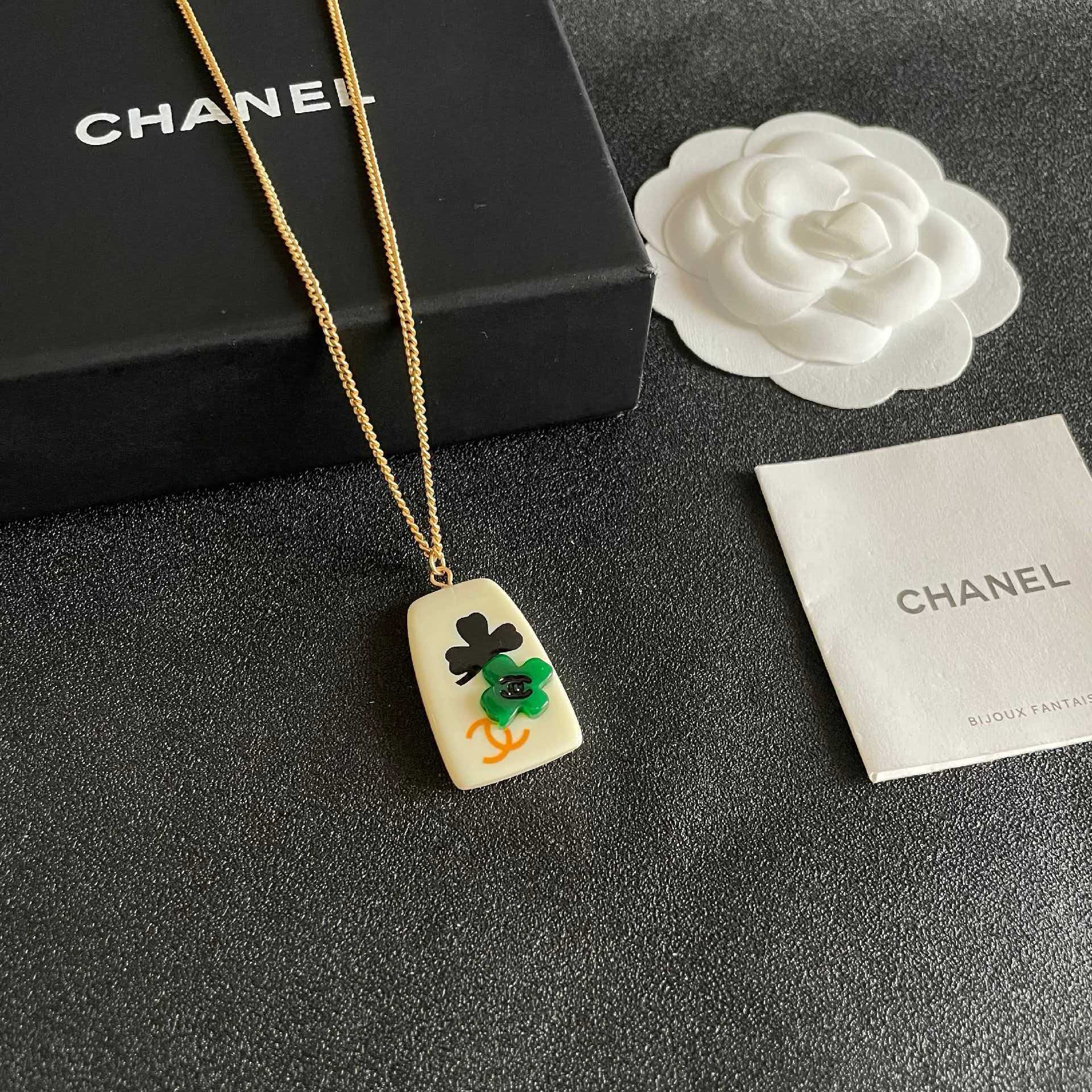 Chanel Clover Leaf Pendant Necklace