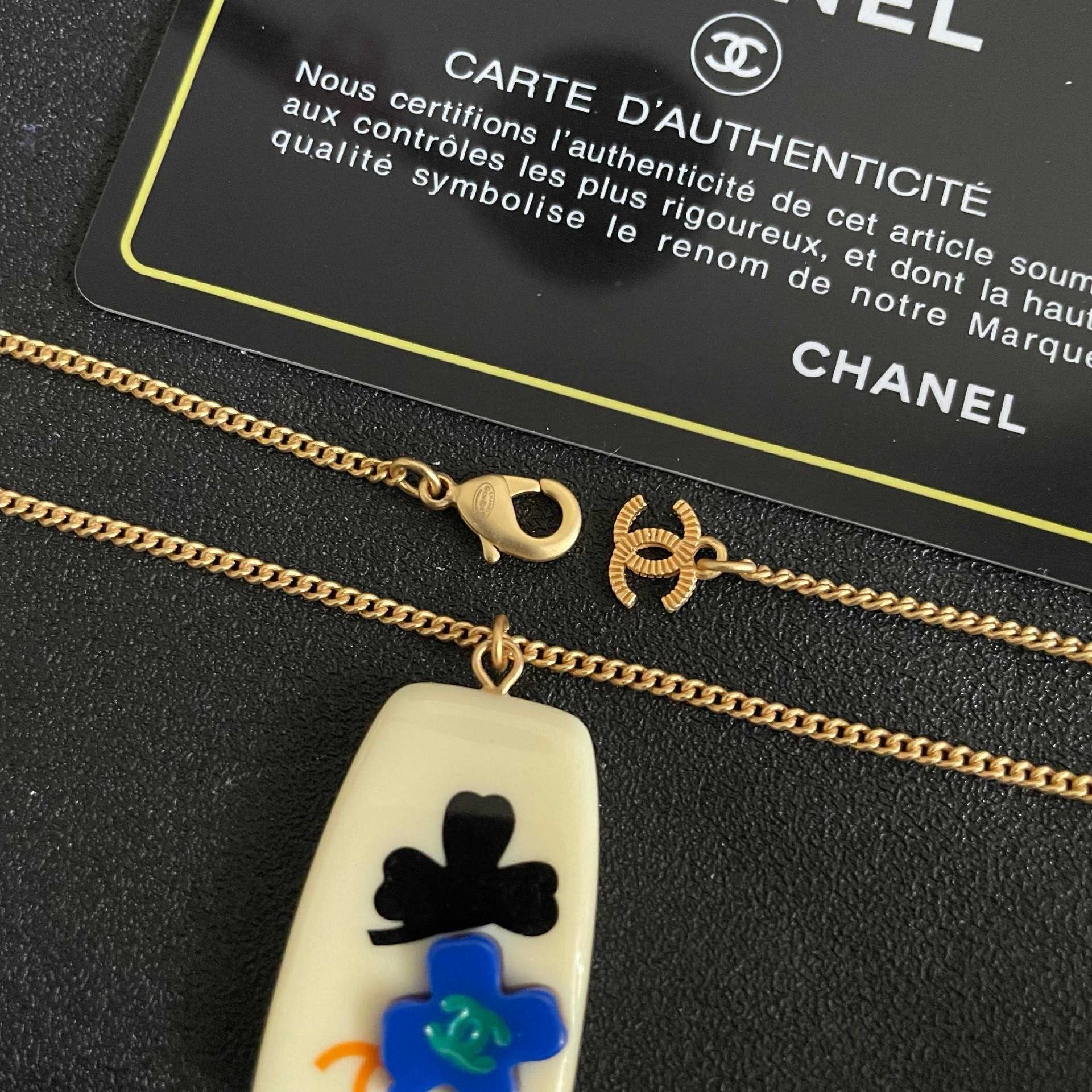 Chanel Floral Enamel Pendant Necklace