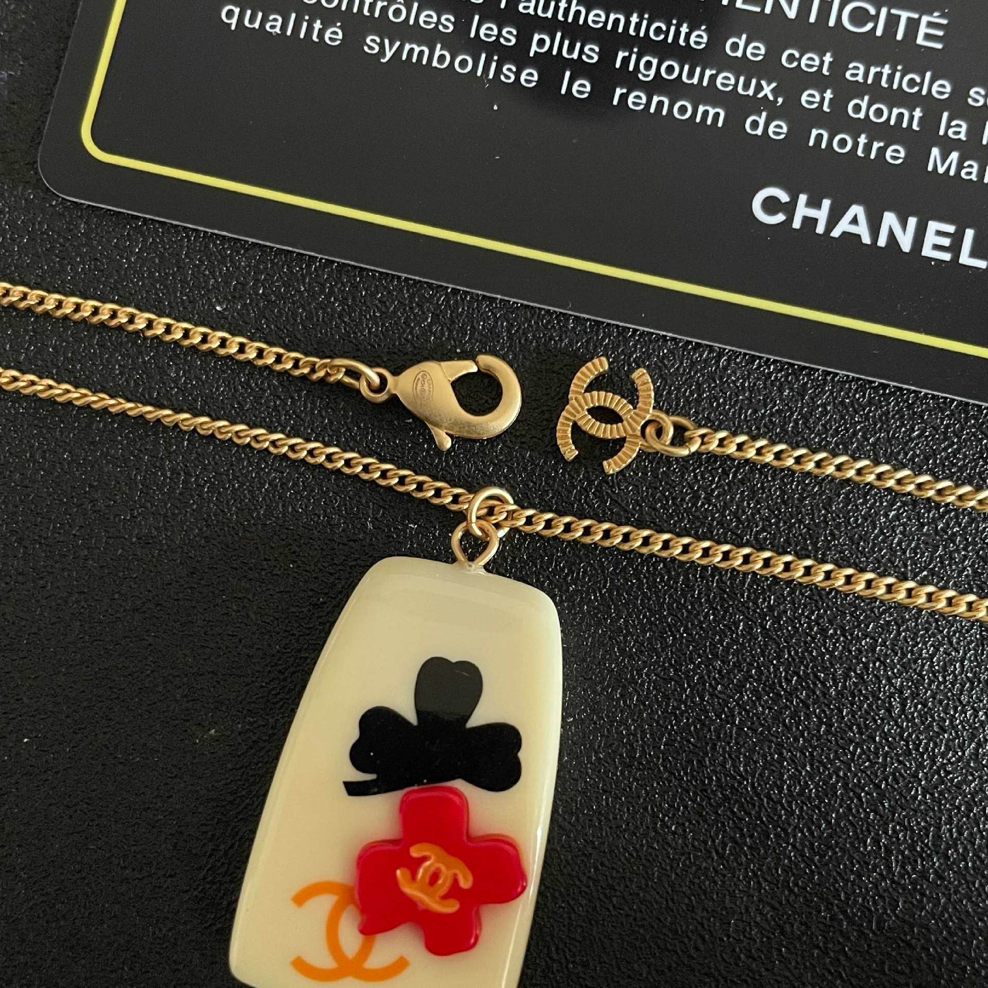 Chanel Floral Enamel Pendant Necklace